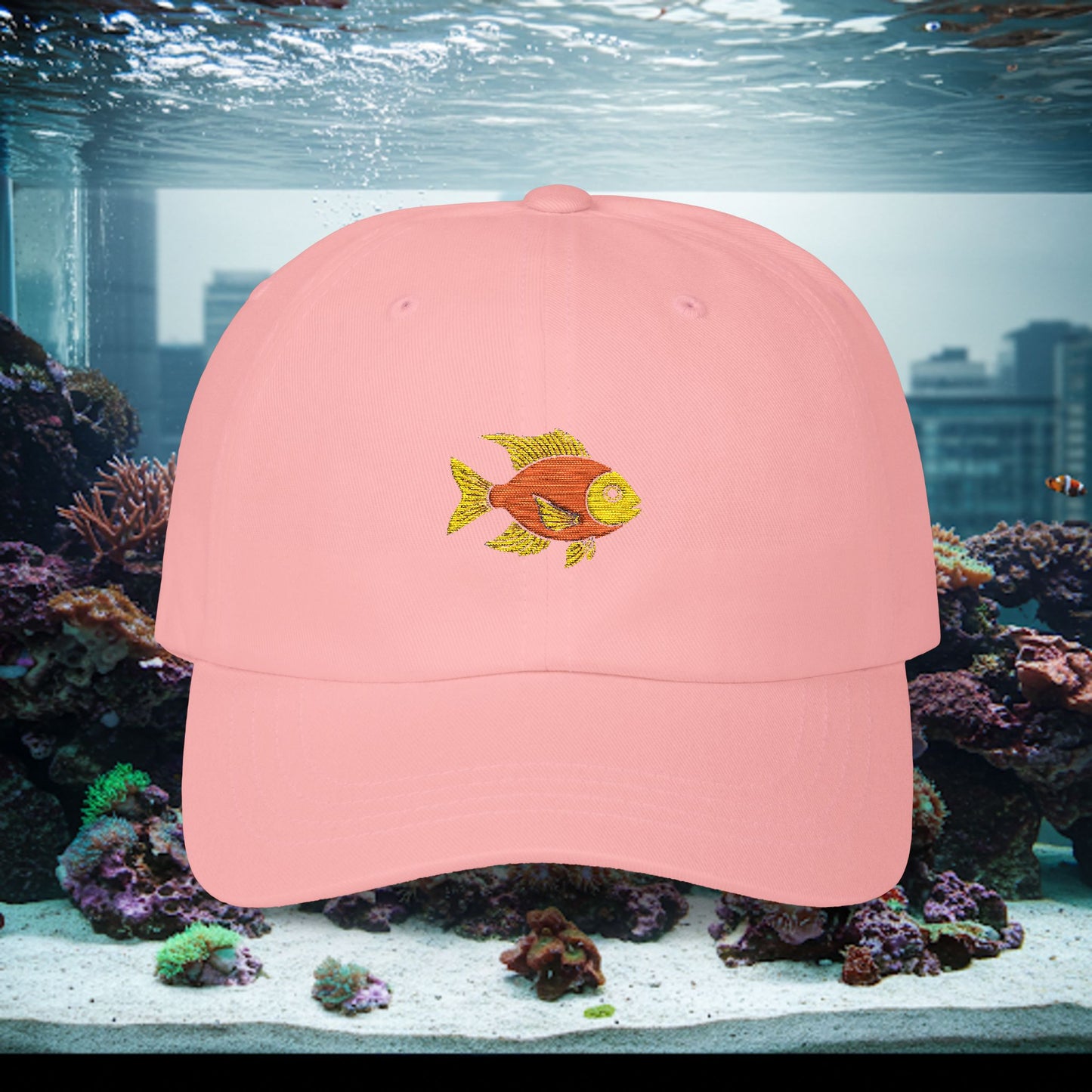Embroidered Classic Dad Cap - Gold Fish