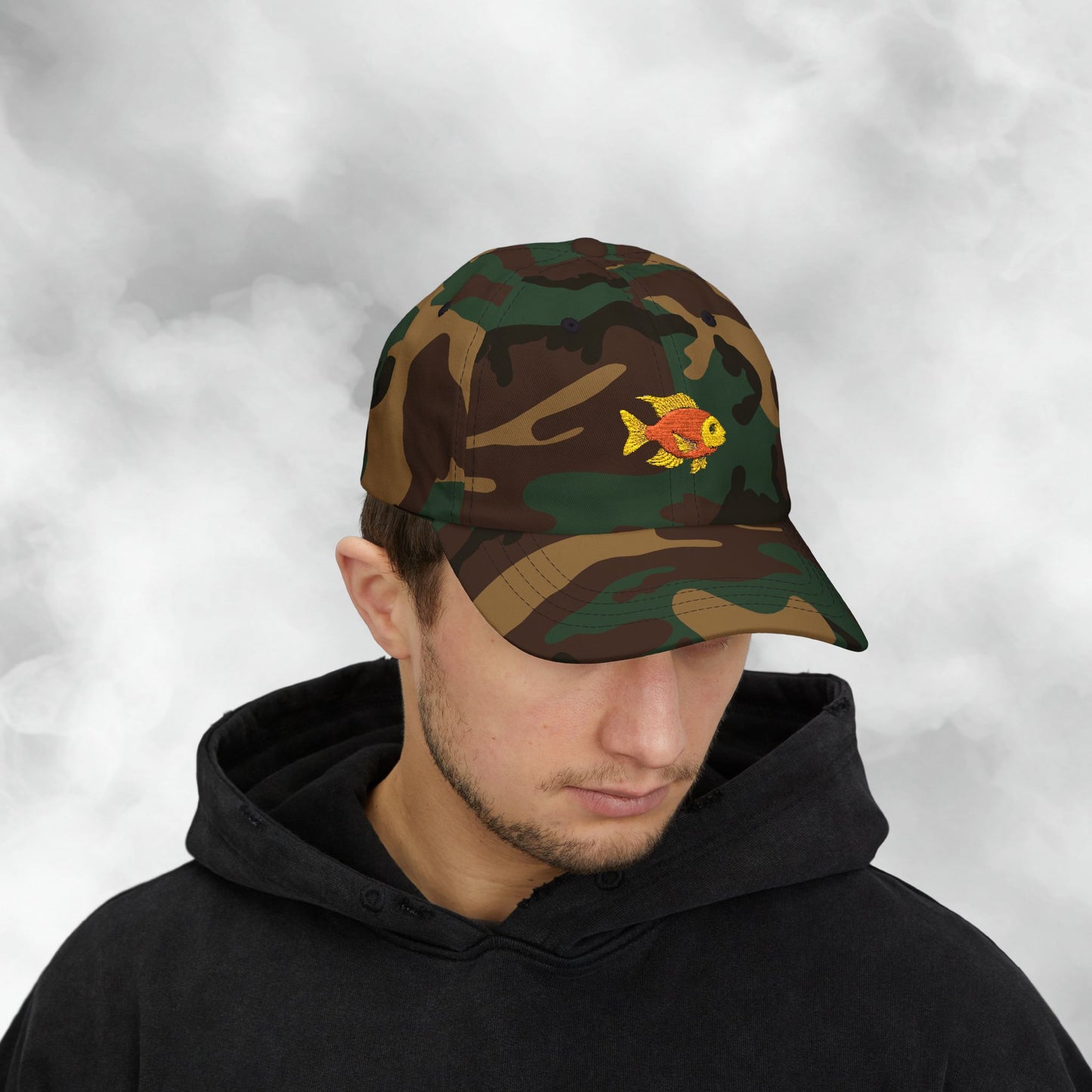 Embroidered Classic Dad Cap - Gold Fish