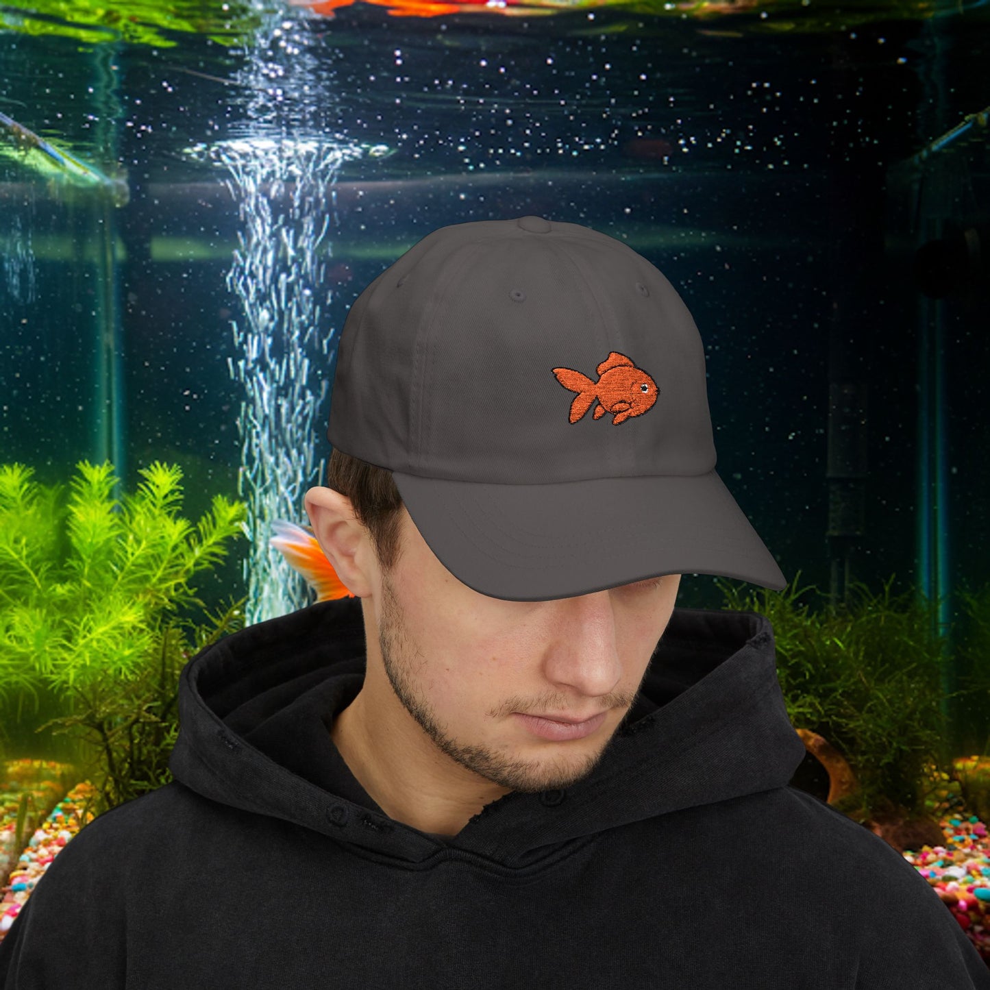 Embroidered Classic Dad Cap - Goldfish