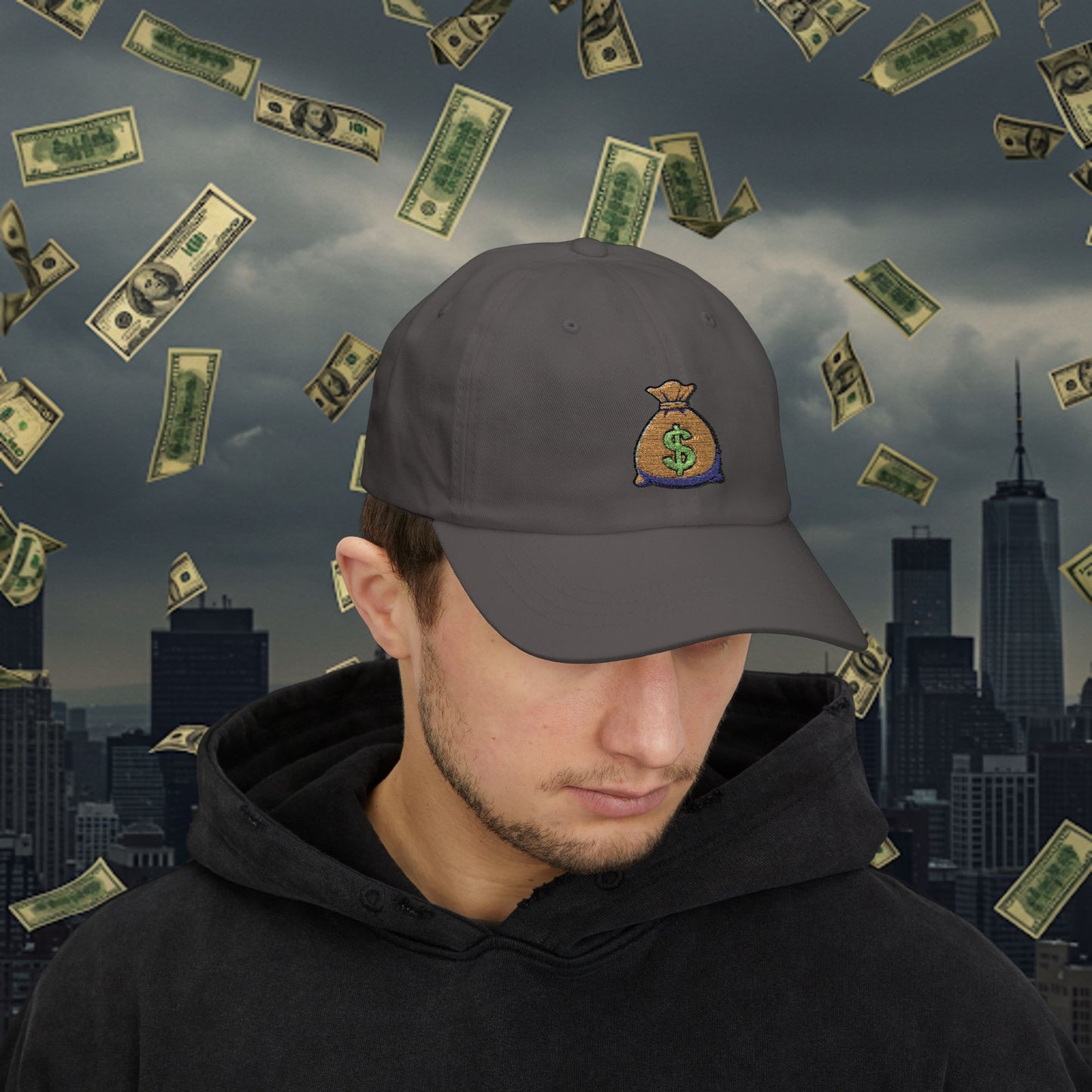 Embroidered Classic Dad Cap - Money Bag
