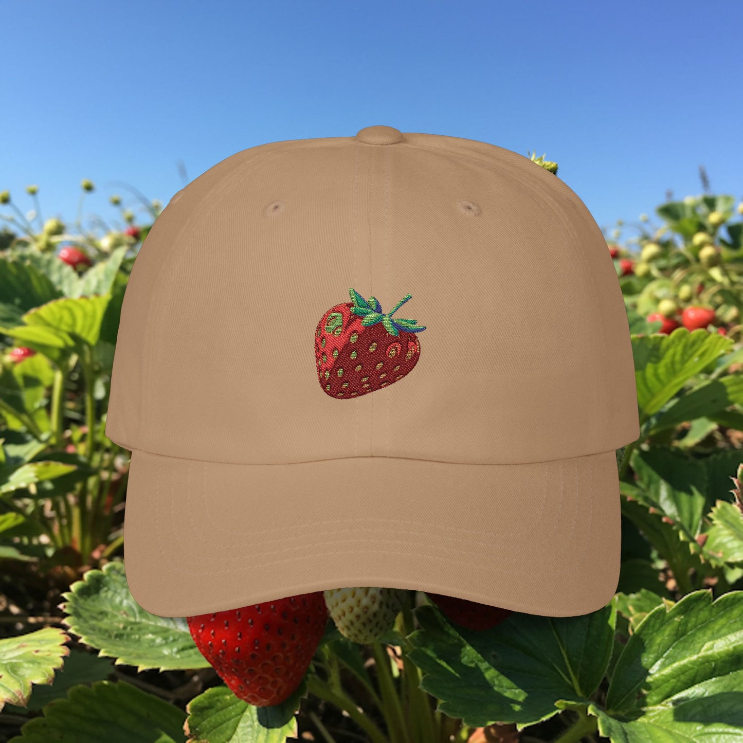 Embroidered Classic Dad Cap - Strawberry