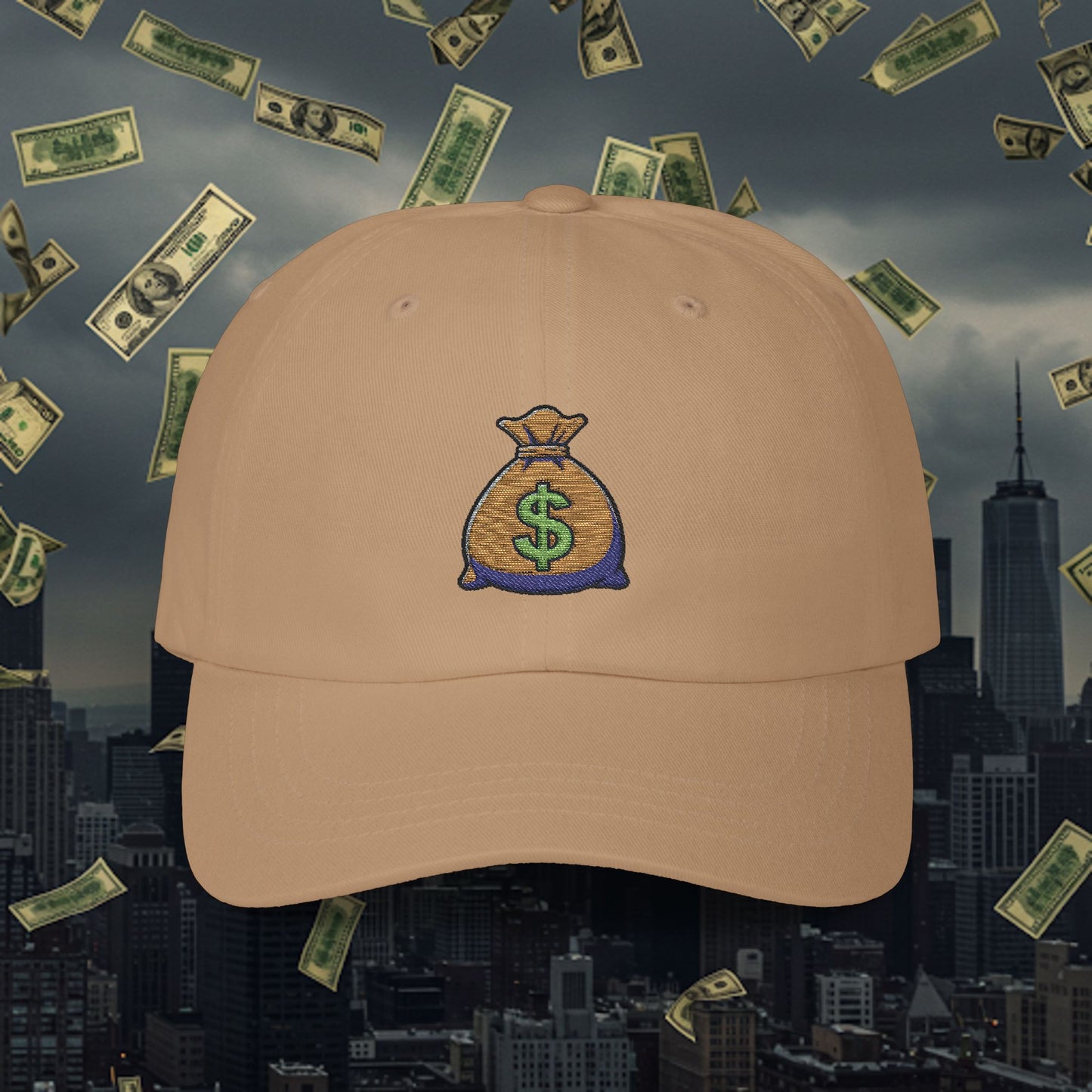 Embroidered Classic Dad Cap - Money Bag