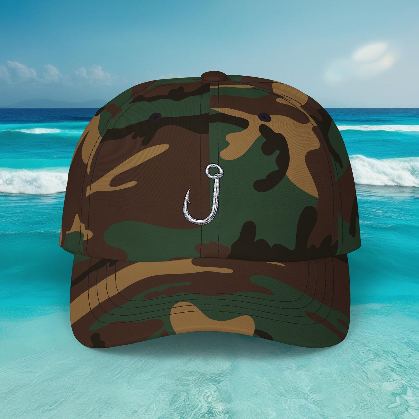 Embroidered Classic Dad Cap - Fishing Hook