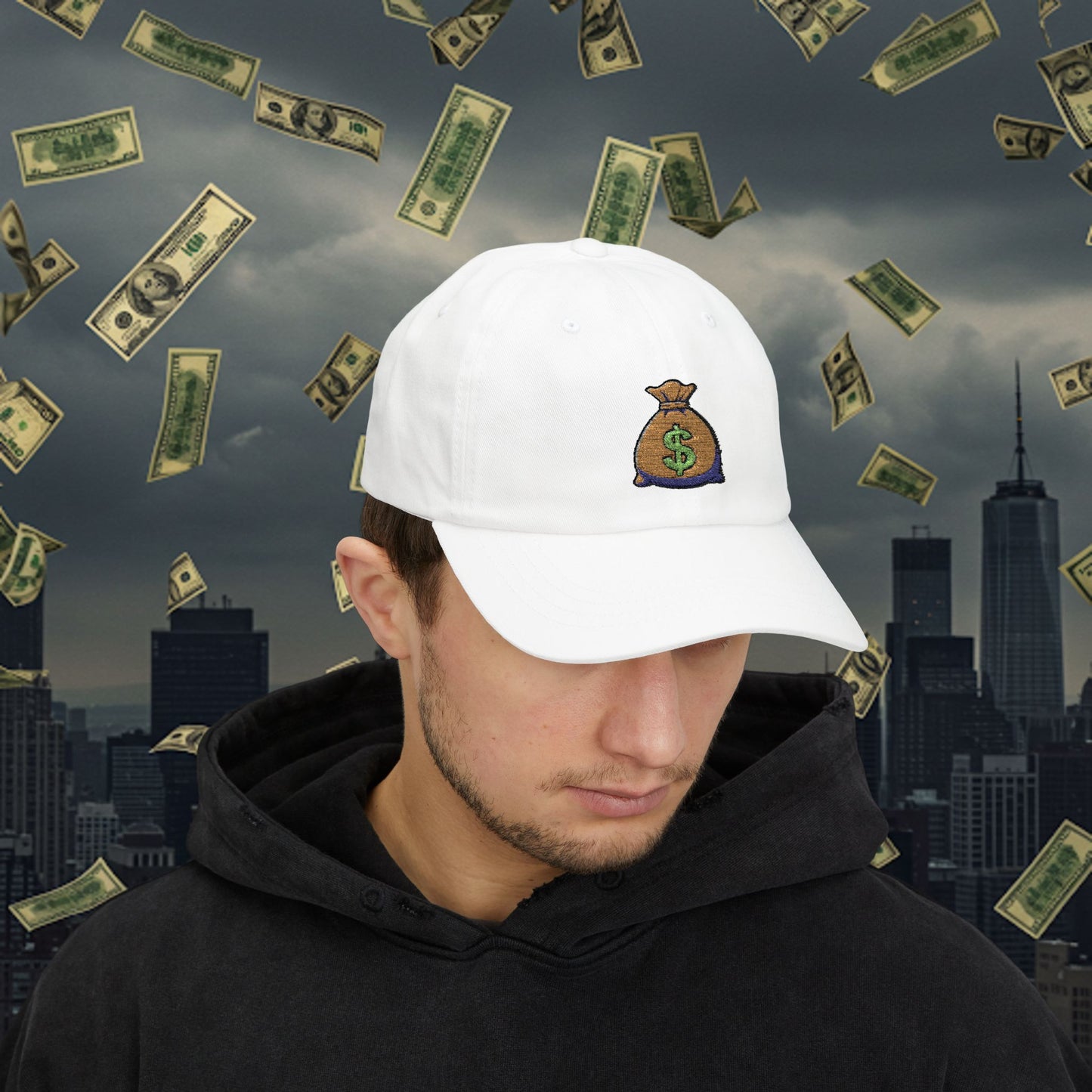 Embroidered Classic Dad Cap - Money Bag
