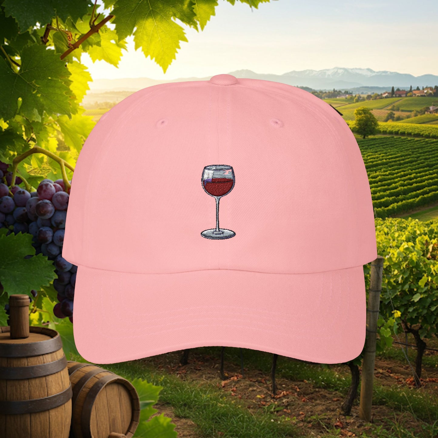 Embroidered Classic Dad Cap - Wine Glass