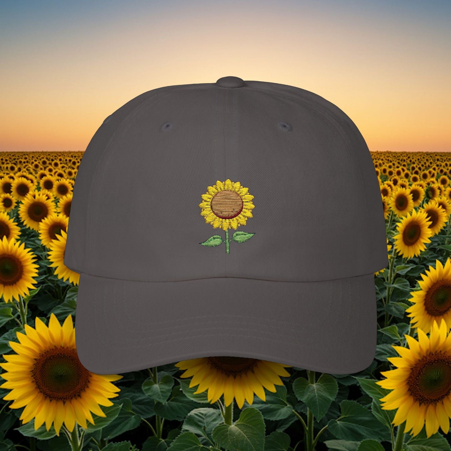Embroidered Classic Dad Cap - Sunflower