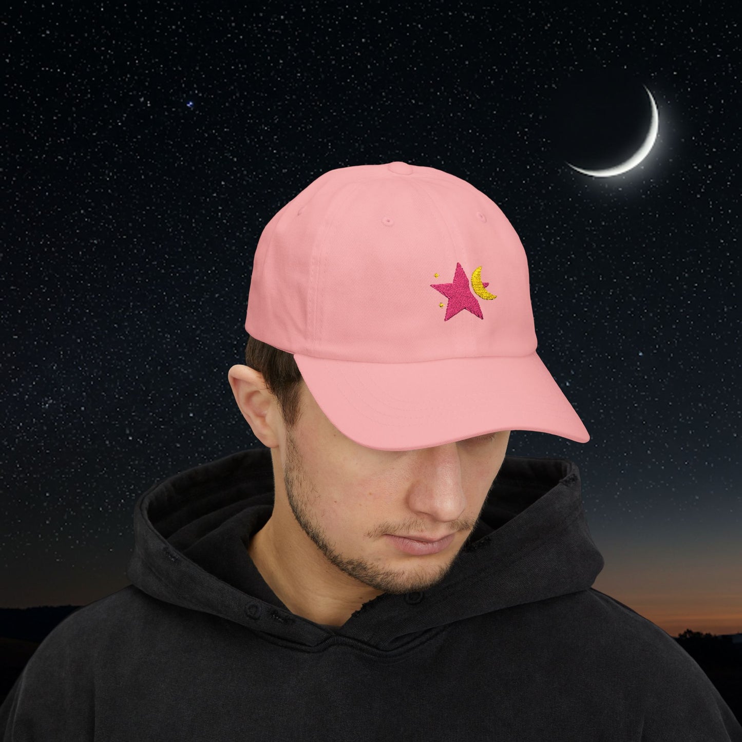 Embroidered Classic Dad Cap - Star & Moon