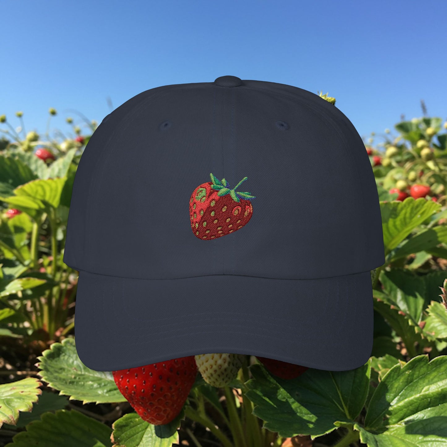 Embroidered Classic Dad Cap - Strawberry