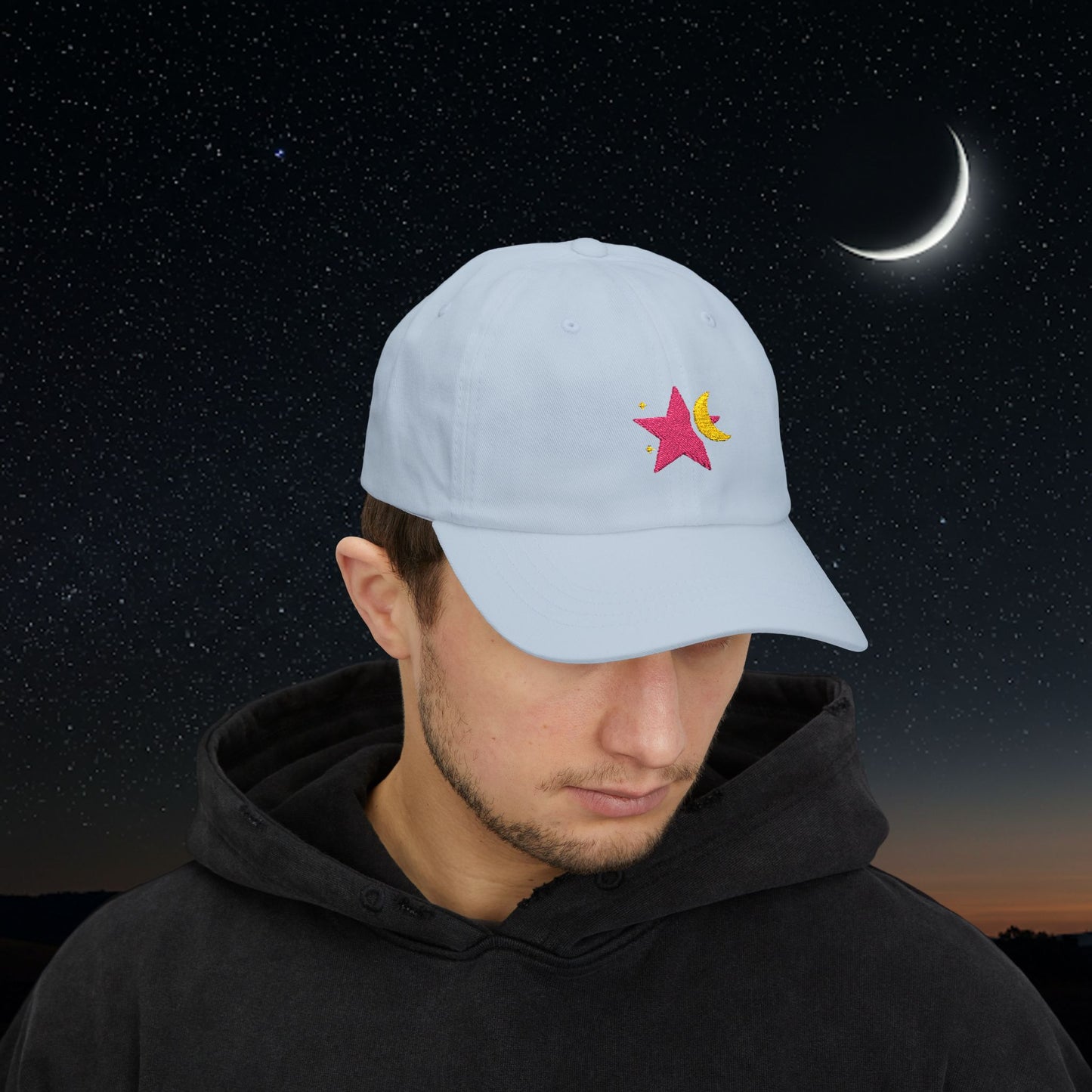 Embroidered Classic Dad Cap - Star & Moon