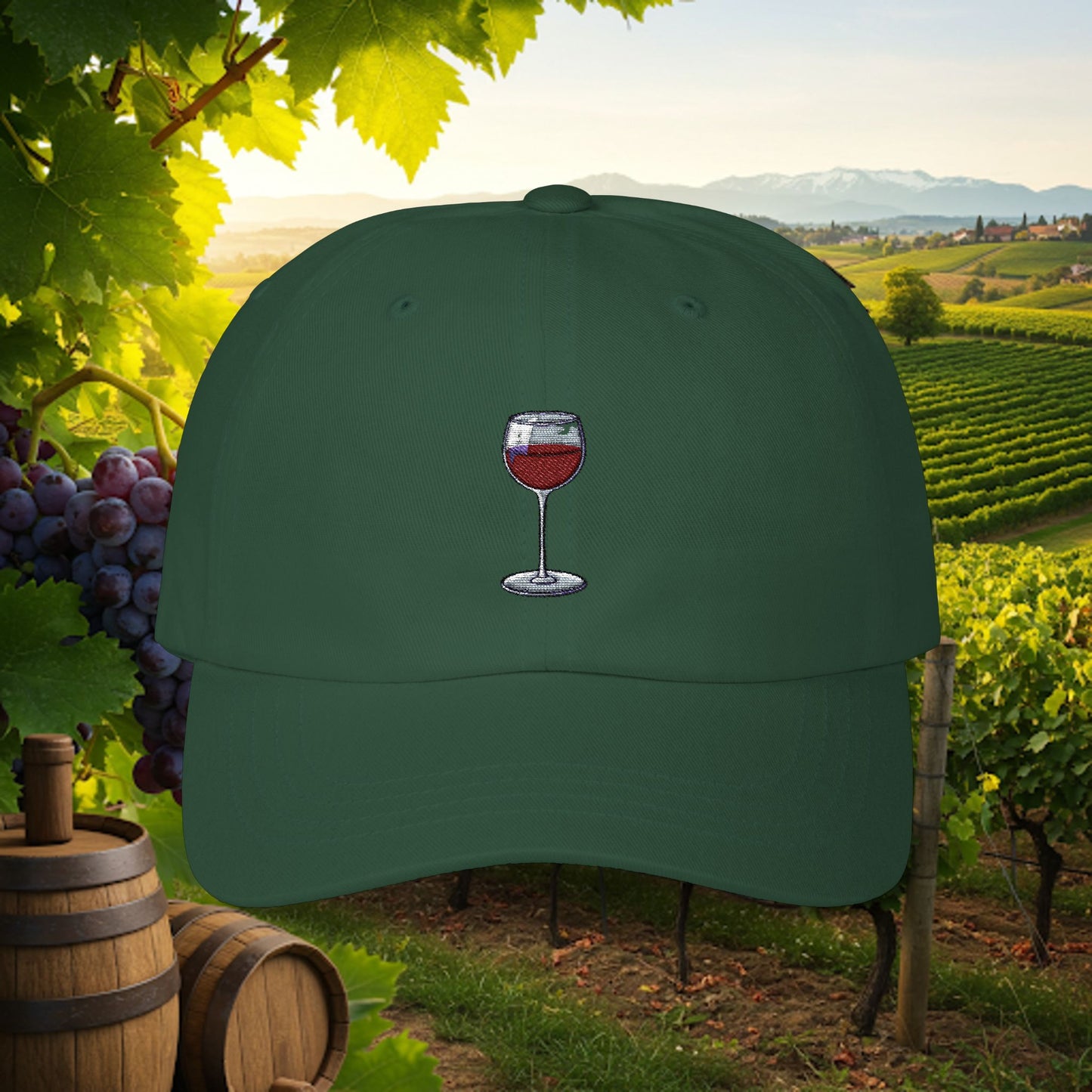 Embroidered Classic Dad Cap - Wine Glass