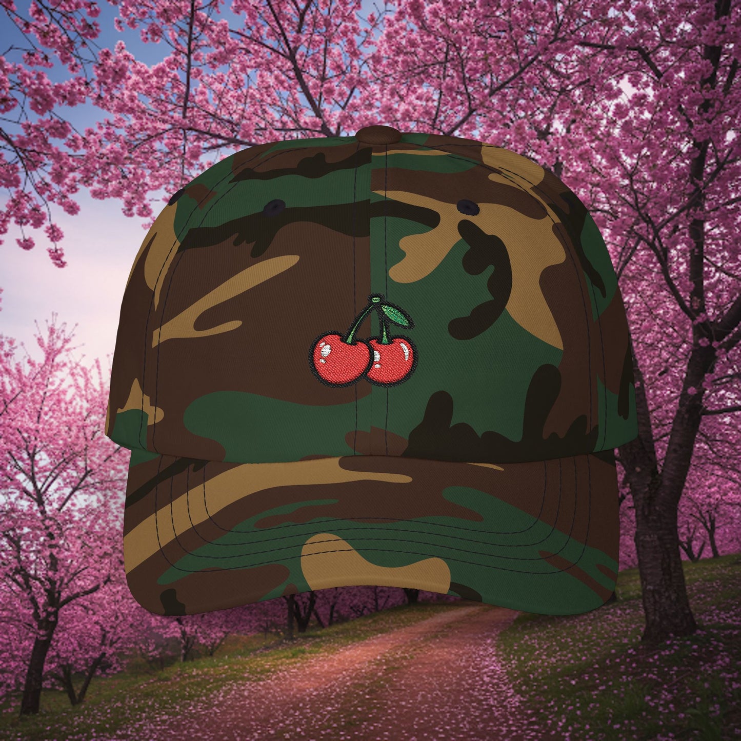 Embroidered Classic Dad Cap - Cherries