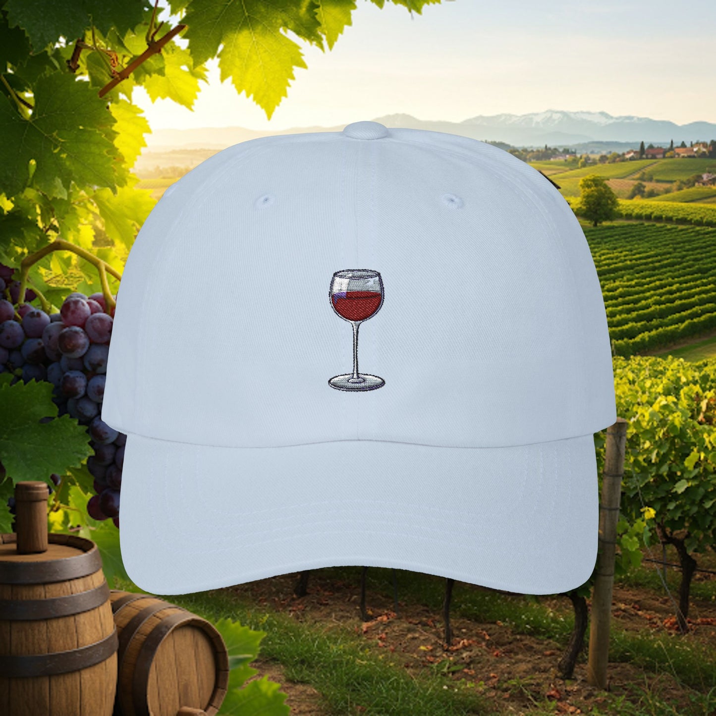 Embroidered Classic Dad Cap - Wine Glass