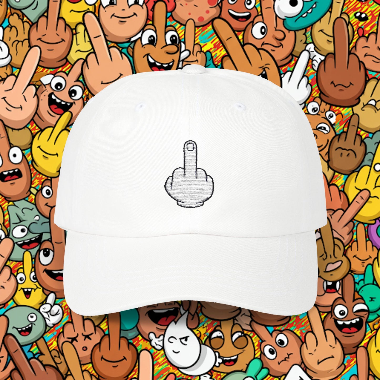 Embroidered Classic Dad Cap - Middle Finger