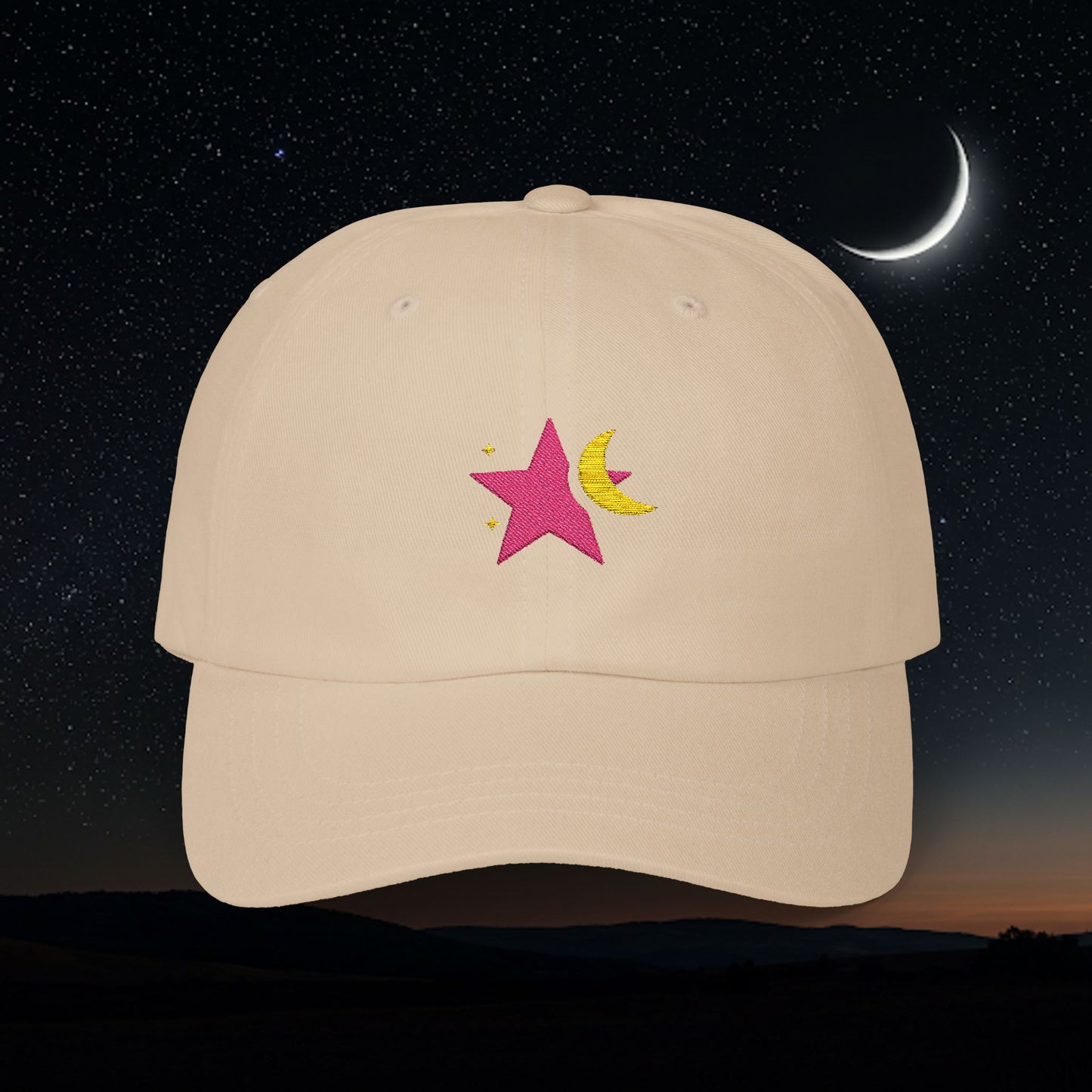 Embroidered Classic Dad Cap - Star & Moon