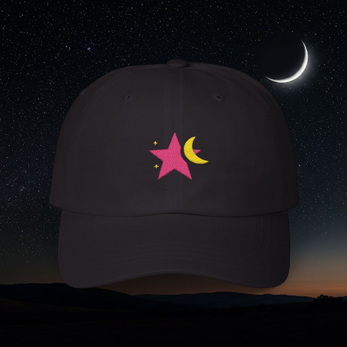 Embroidered Classic Dad Cap - Star & Moon