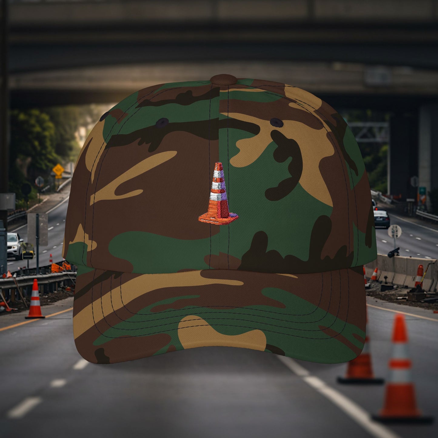 Embroidered Classic Dad Cap - Traffic Cone