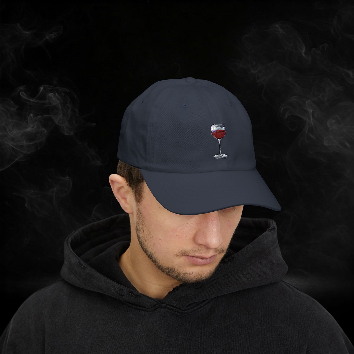 Embroidered Classic Dad Cap - Wine Glass