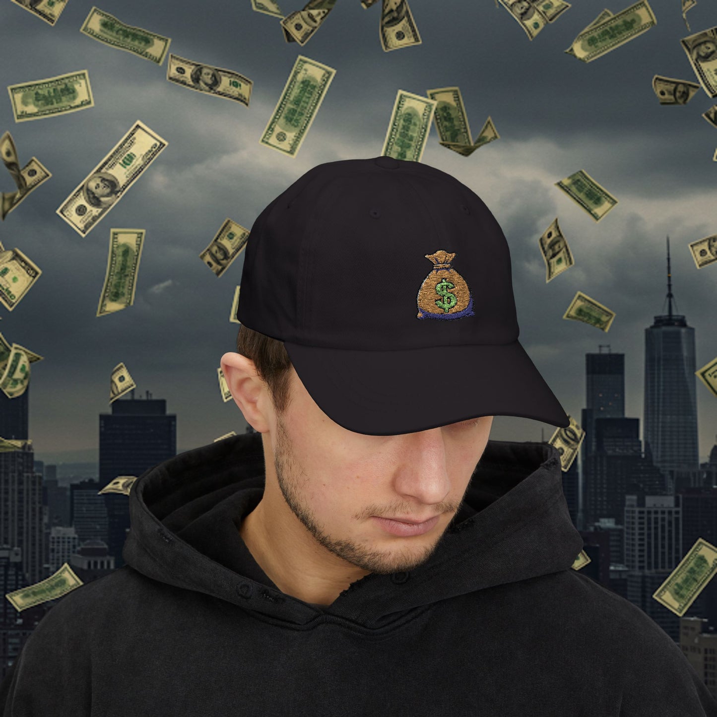 Embroidered Classic Dad Cap - Money Bag