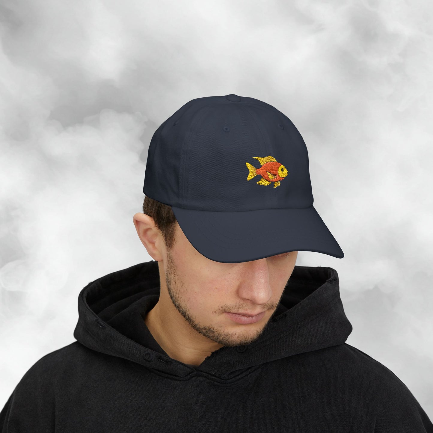 Embroidered Classic Dad Cap - Gold Fish