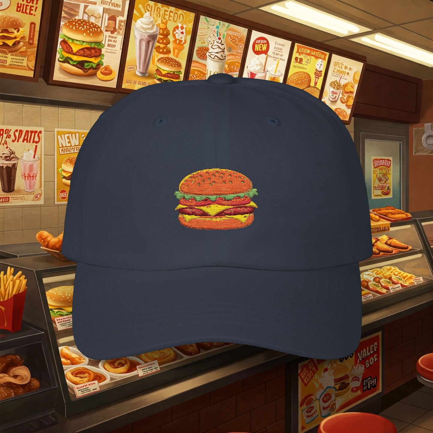 Embroidered Classic Dad Cap - Cheeseburger