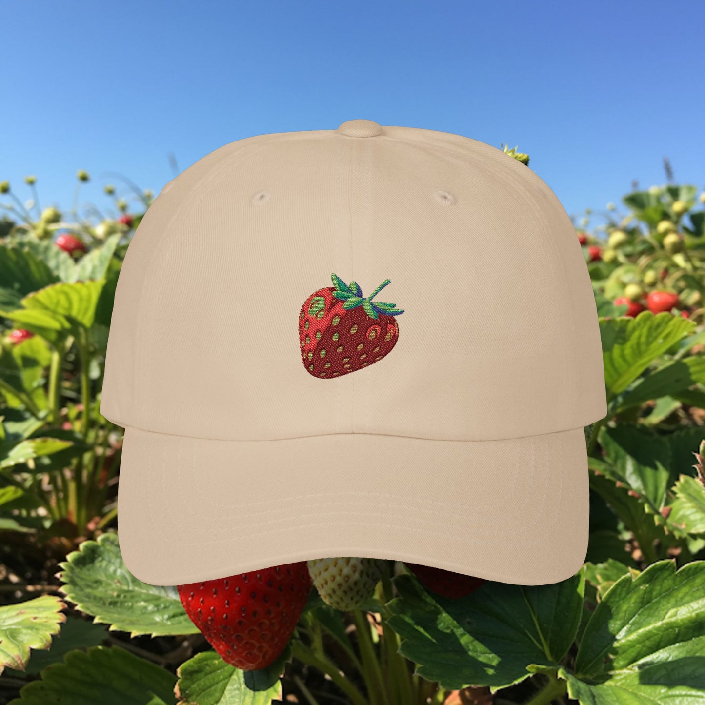 Embroidered Classic Dad Cap - Strawberry