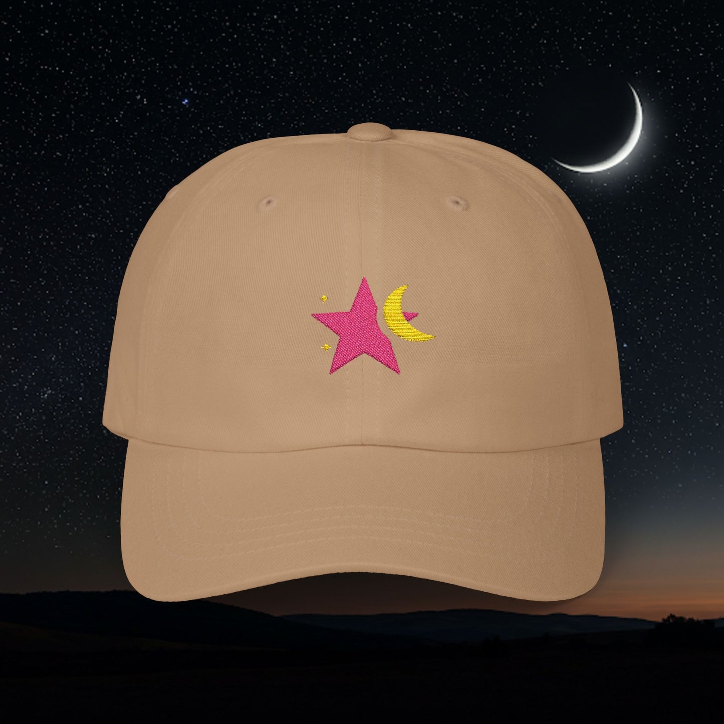 Embroidered Classic Dad Cap - Star & Moon