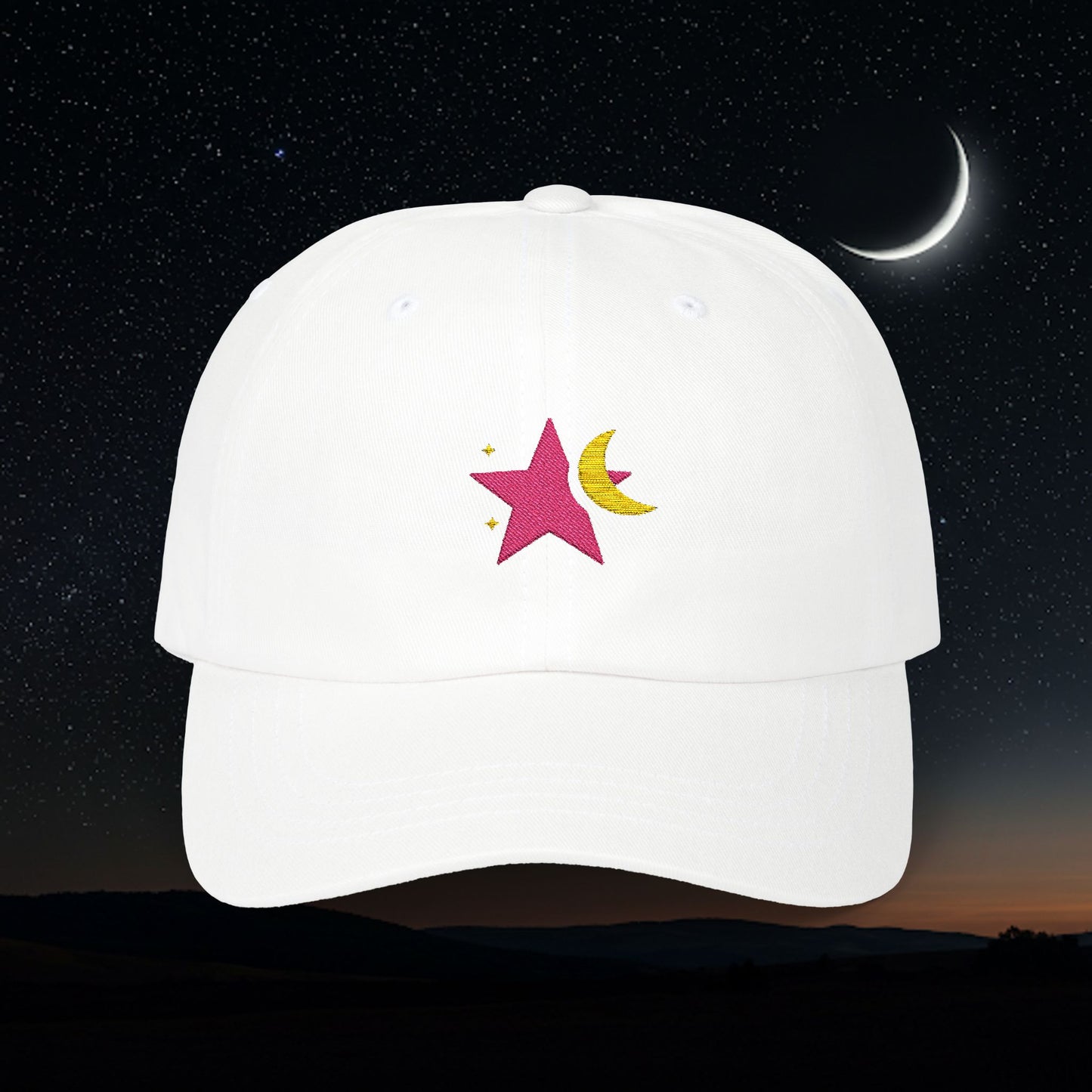 Embroidered Classic Dad Cap - Star & Moon