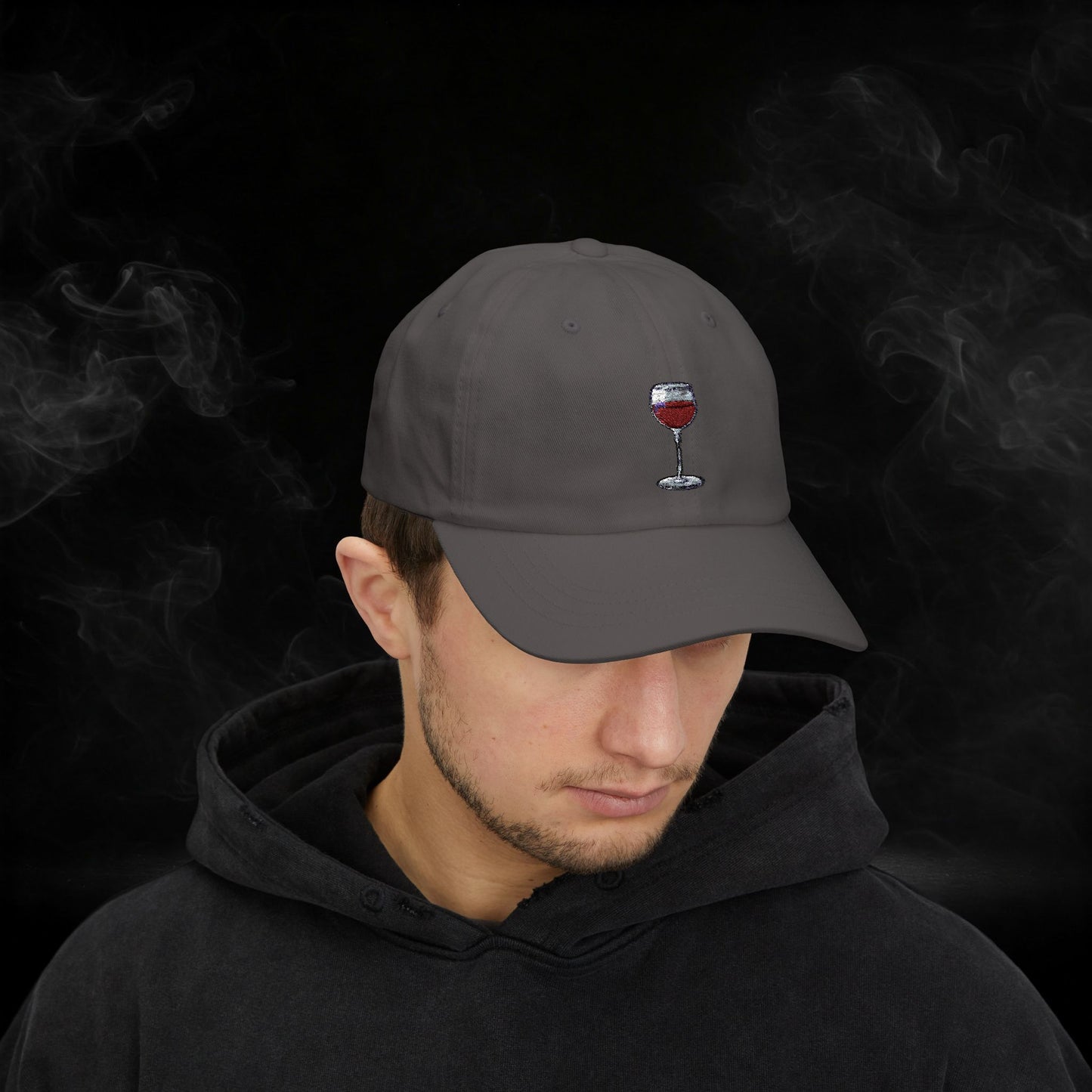 Embroidered Classic Dad Cap - Wine Glass