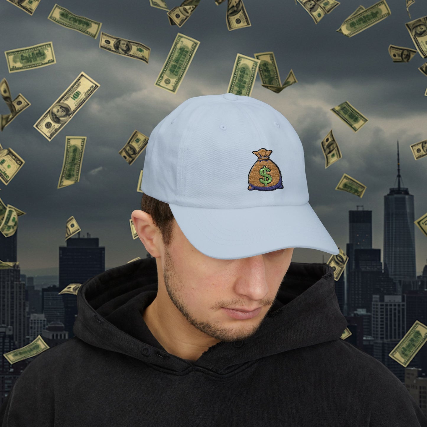 Embroidered Classic Dad Cap - Money Bag