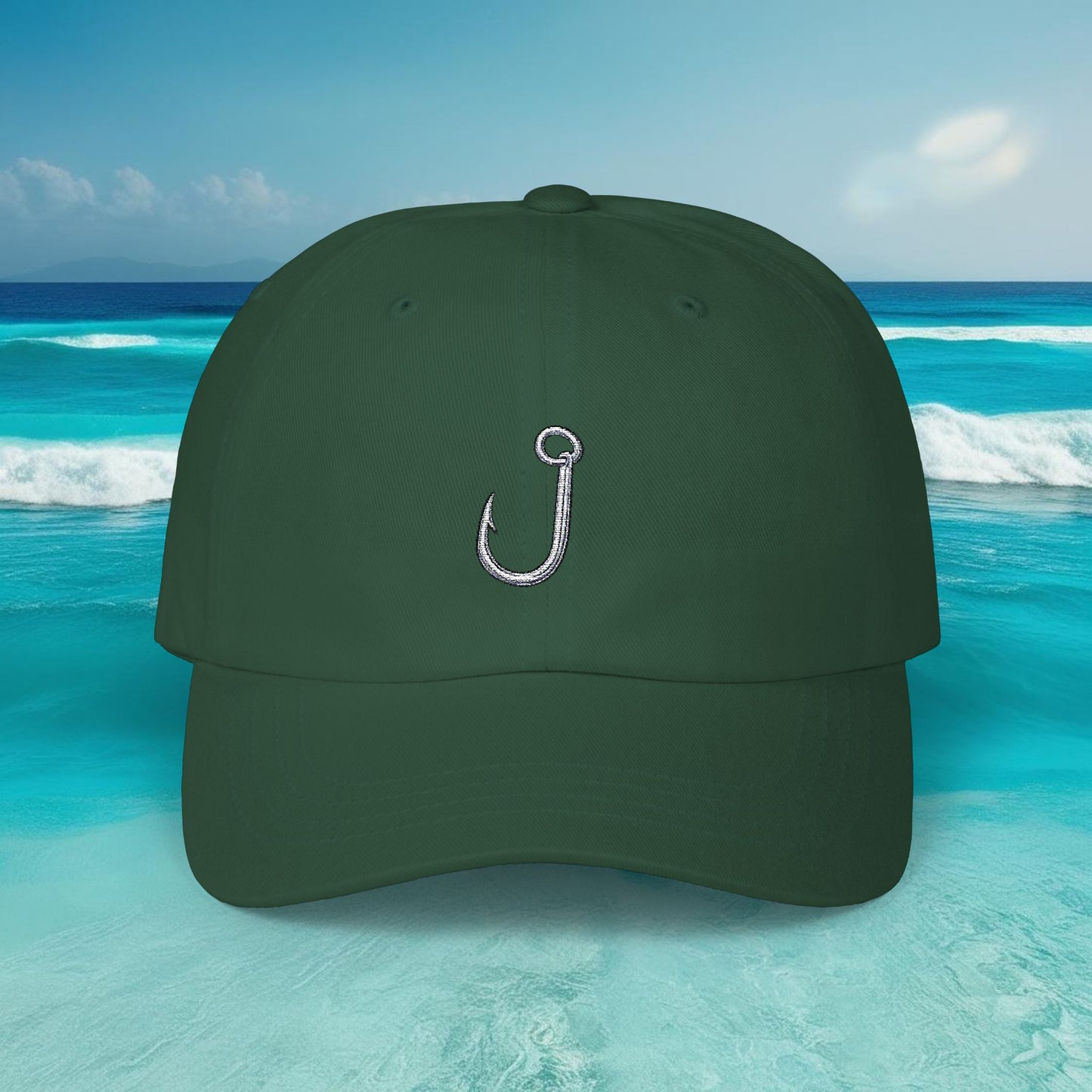 Embroidered Classic Dad Cap - Fishing Hook