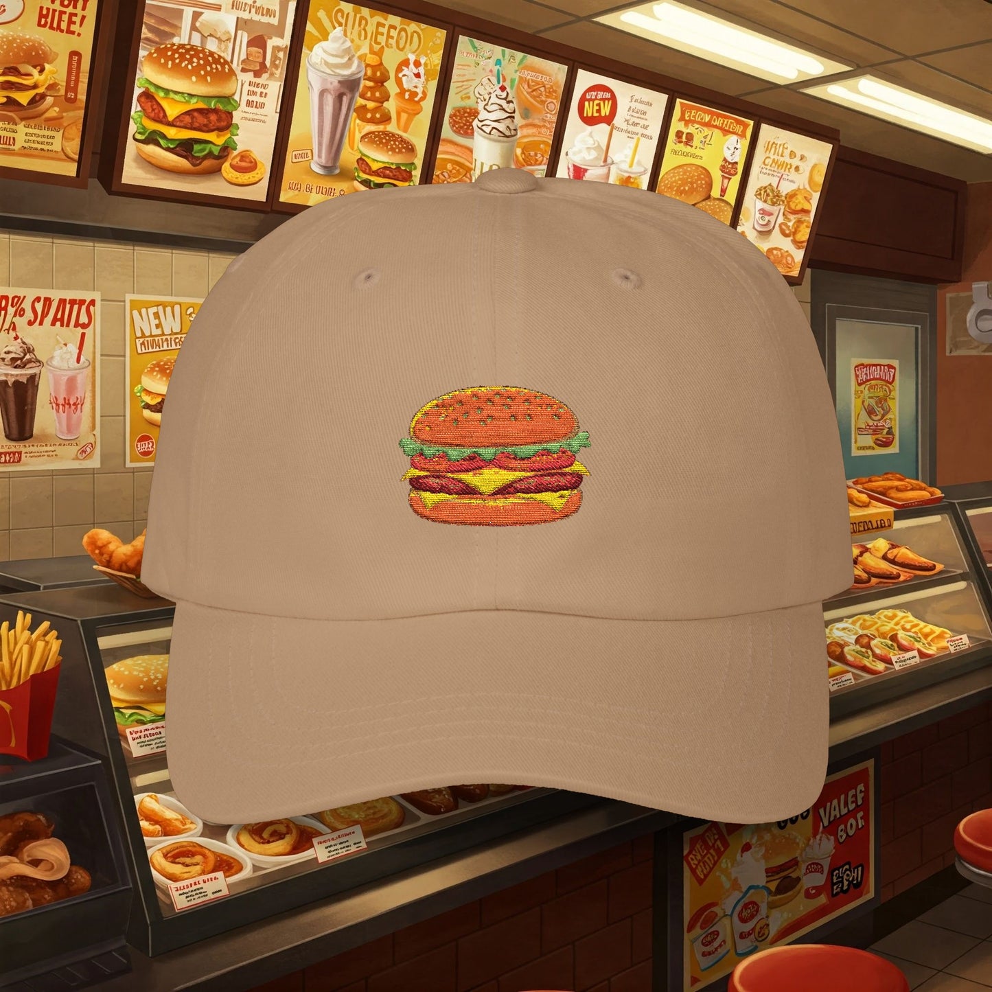 Embroidered Classic Dad Cap - Cheeseburger