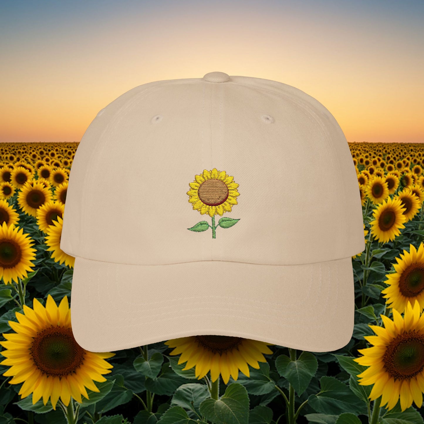 Embroidered Classic Dad Cap - Sunflower