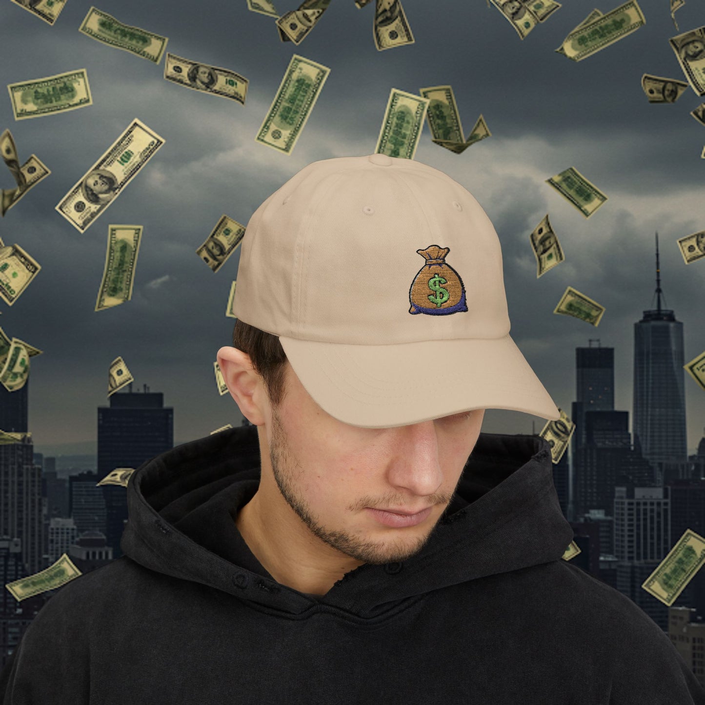 Embroidered Classic Dad Cap - Money Bag