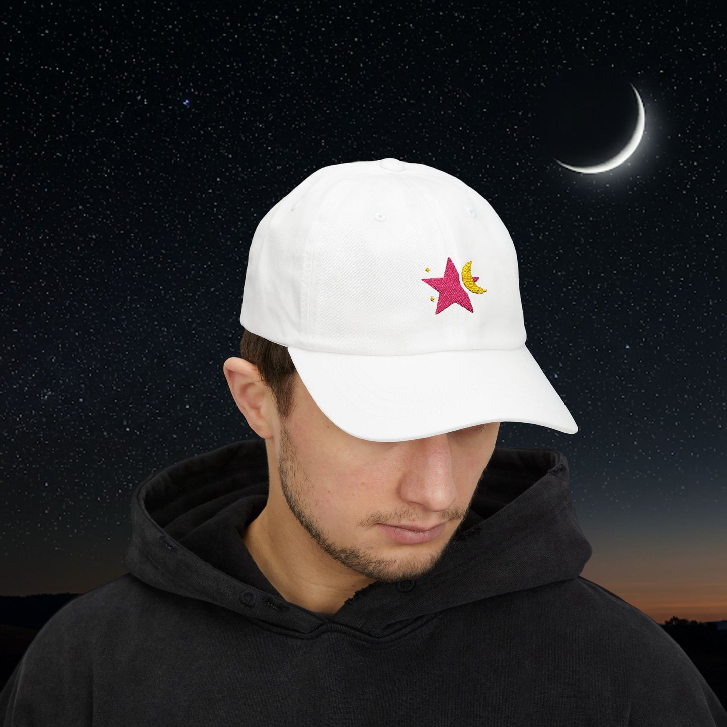 Embroidered Classic Dad Cap - Star & Moon