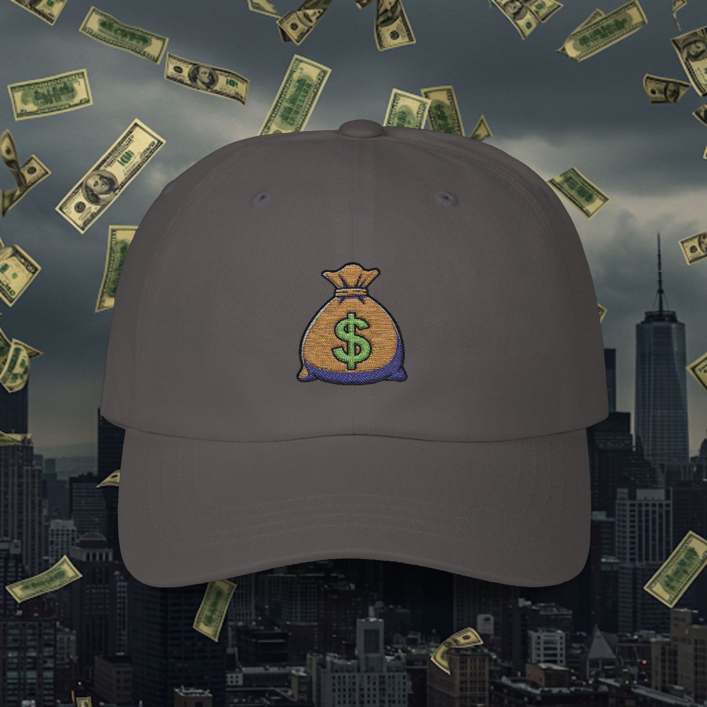 Embroidered Classic Dad Cap - Money Bag
