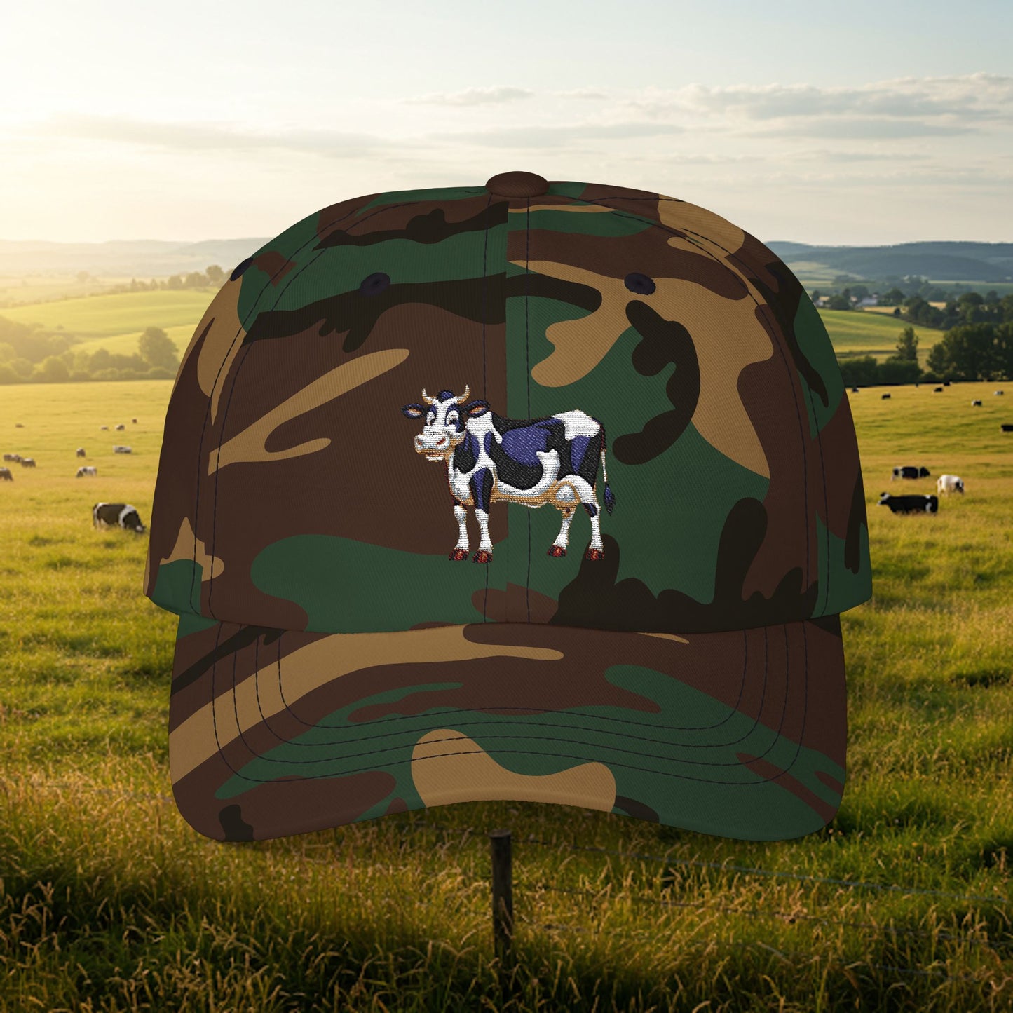 Embroidered Classic Dad Cap - Cow