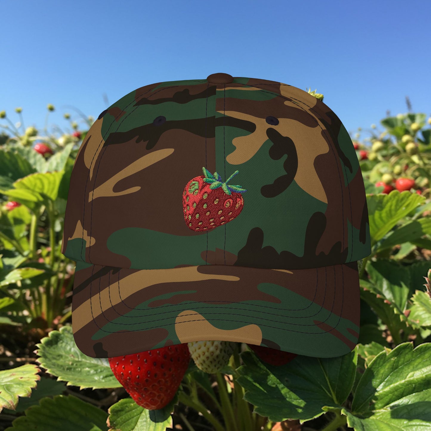Embroidered Classic Dad Cap - Strawberry