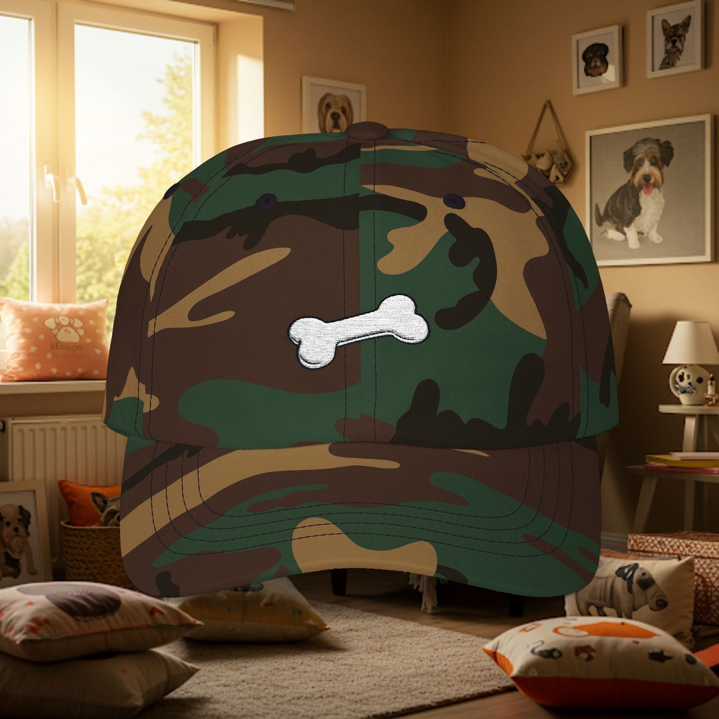 Embroidered Classic Dad Cap - Dog Bone