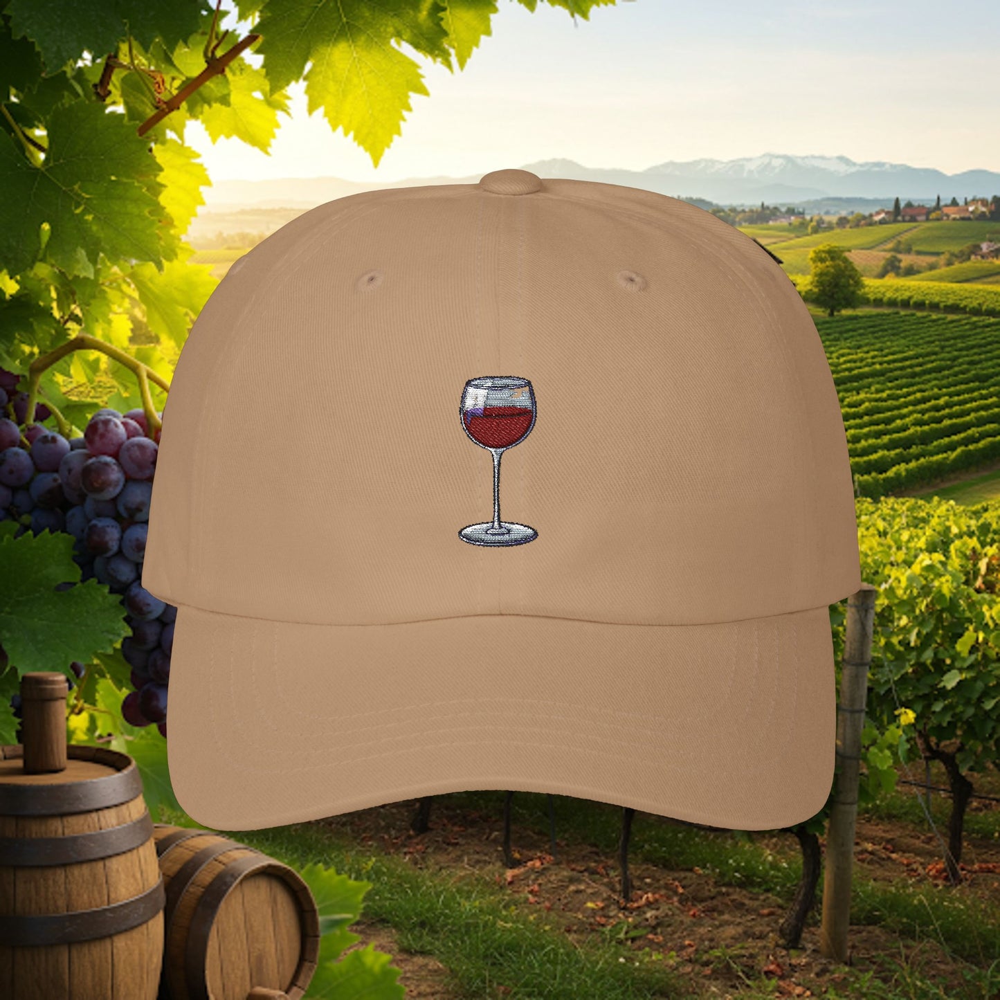 Embroidered Classic Dad Cap - Wine Glass