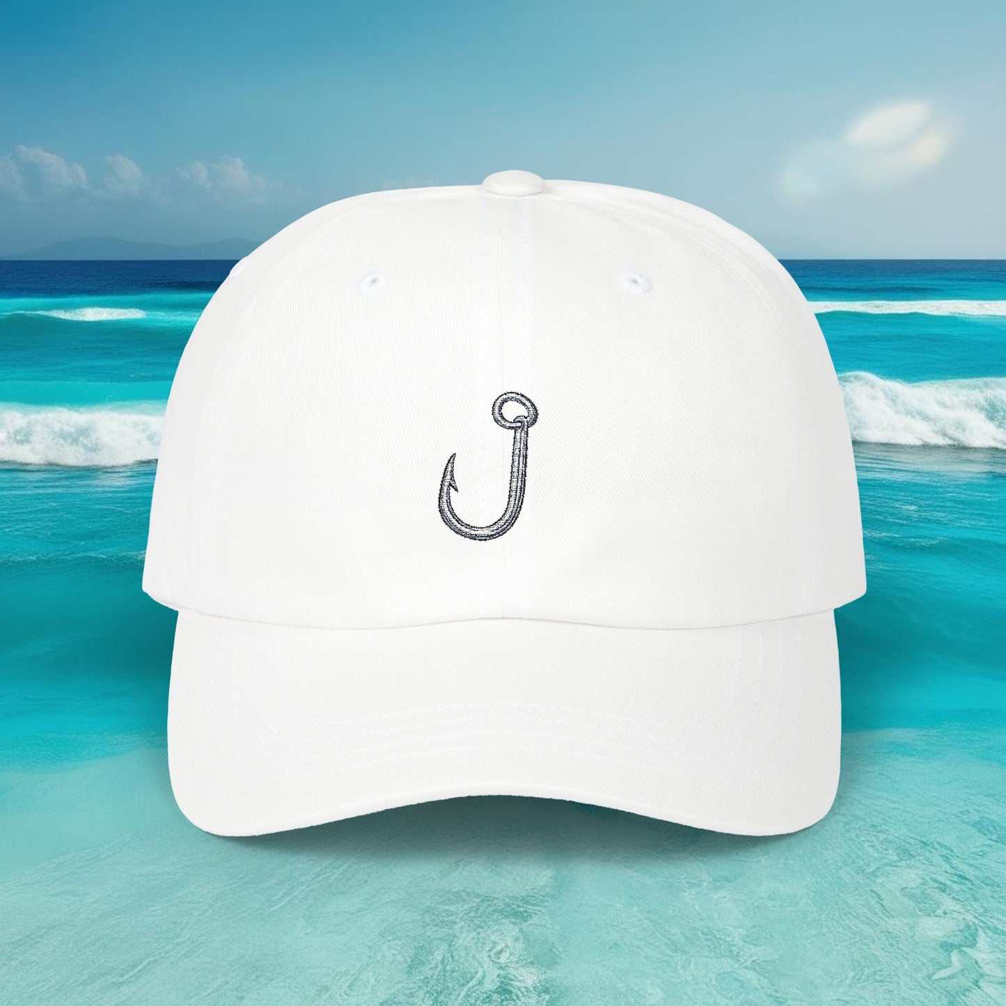 Embroidered Classic Dad Cap - Fishing Hook