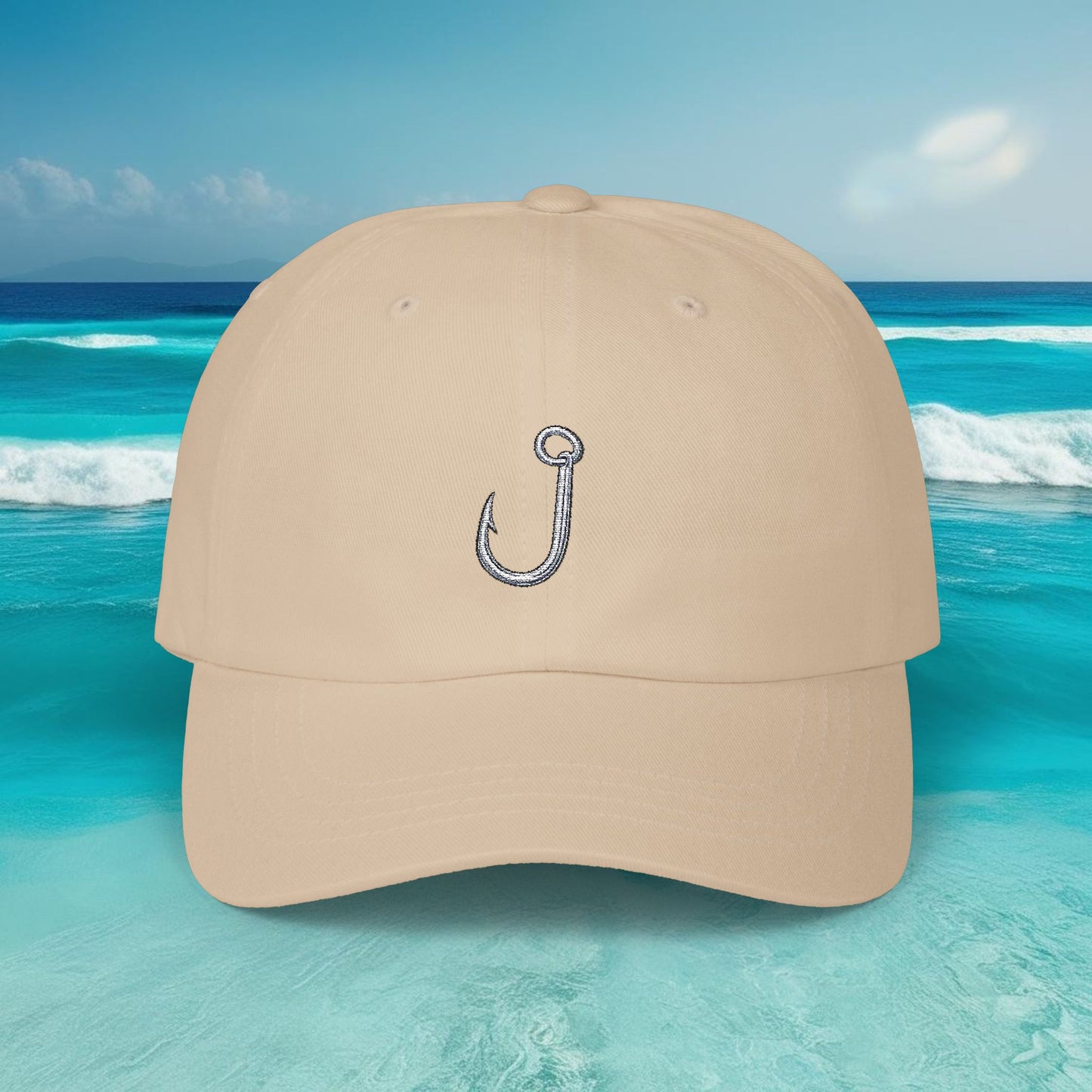 Embroidered Classic Dad Cap - Fishing Hook