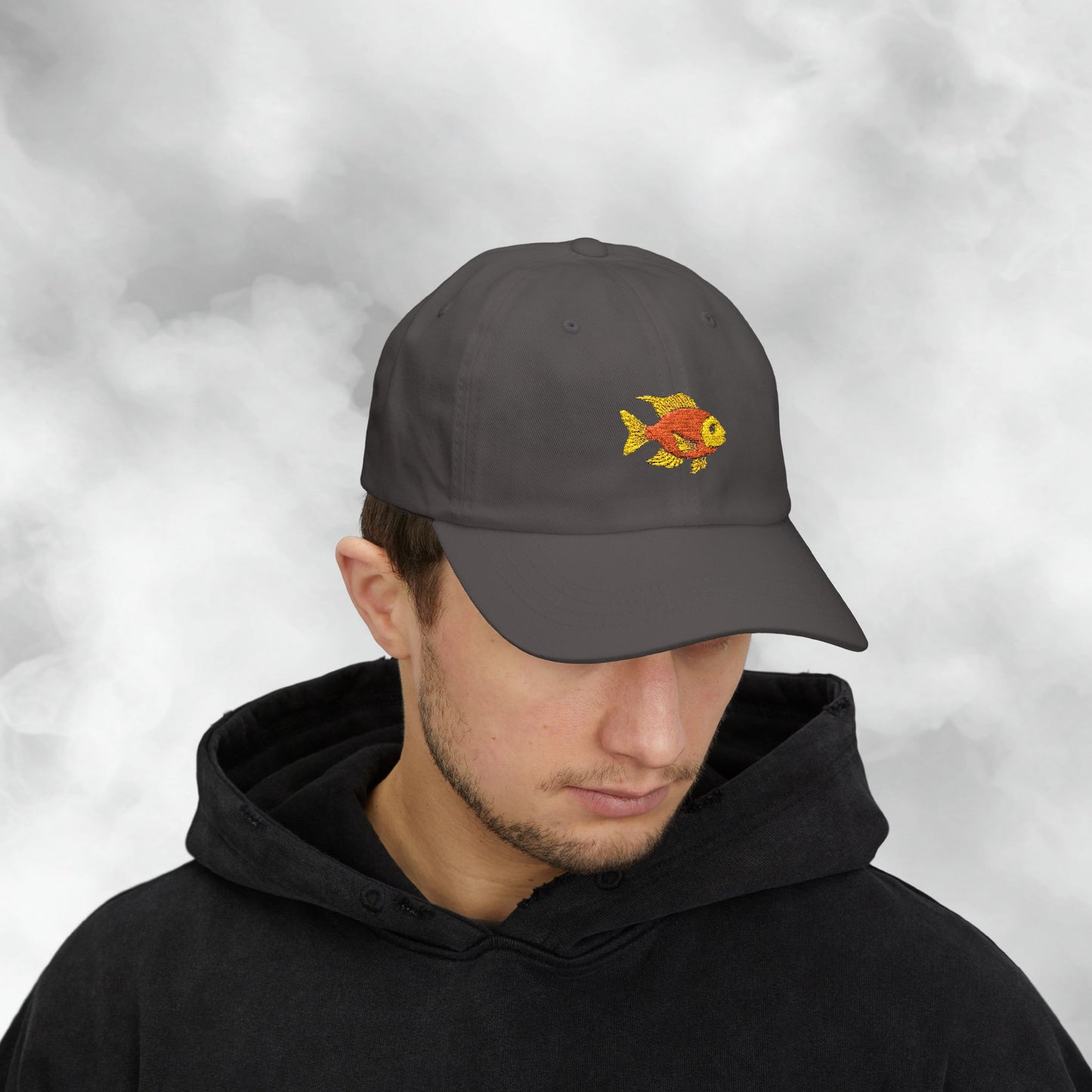 Embroidered Classic Dad Cap - Gold Fish