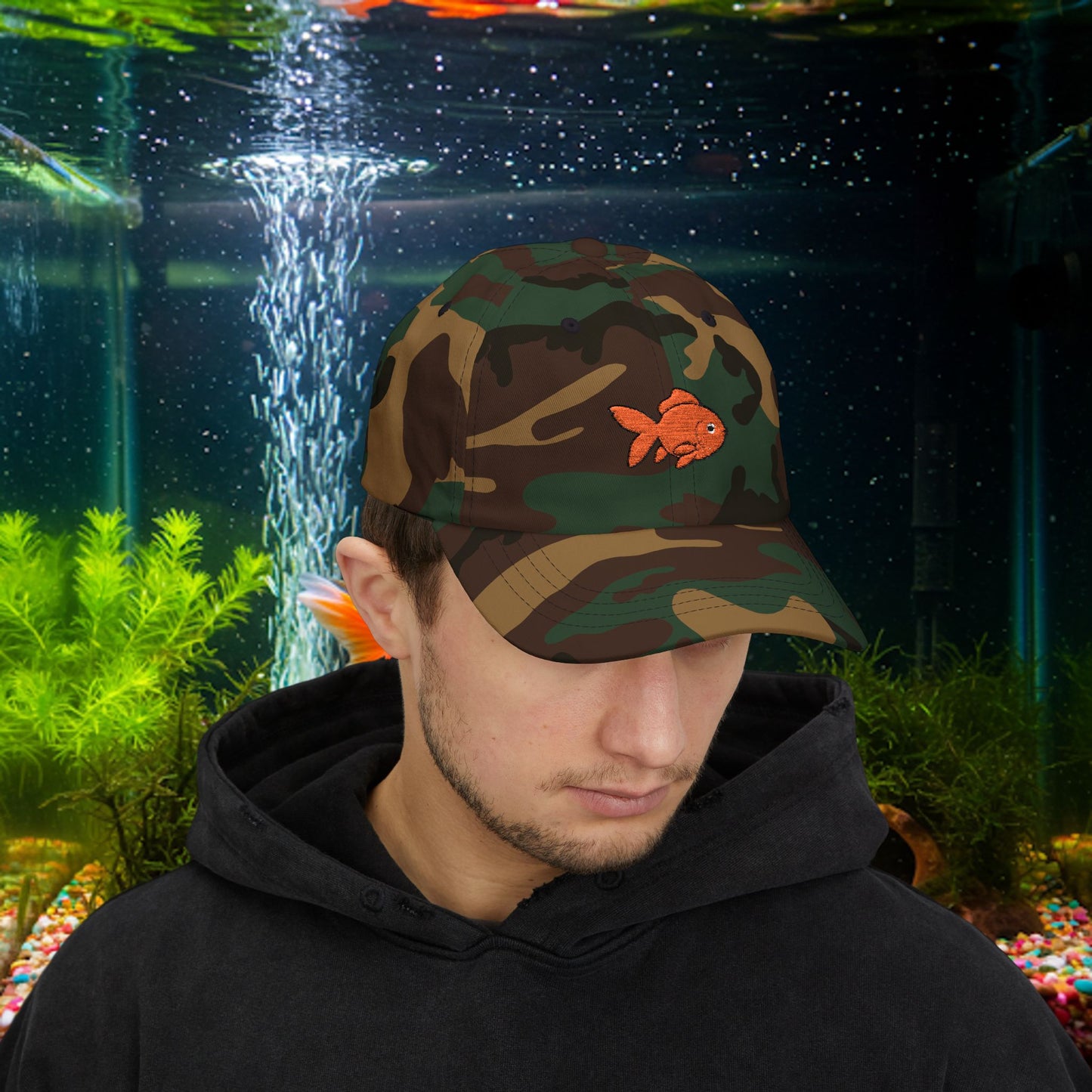 Embroidered Classic Dad Cap - Goldfish