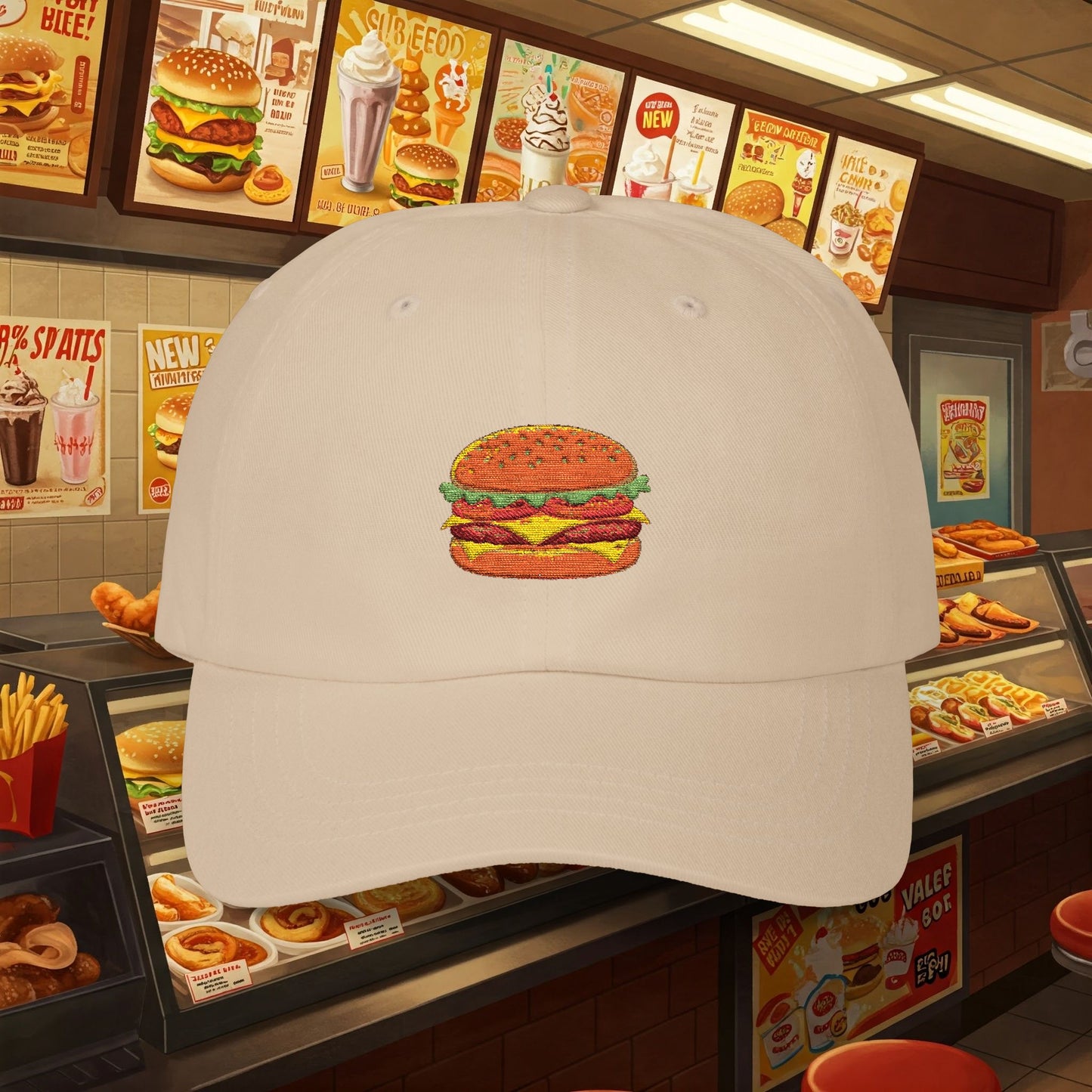 Embroidered Classic Dad Cap - Cheeseburger