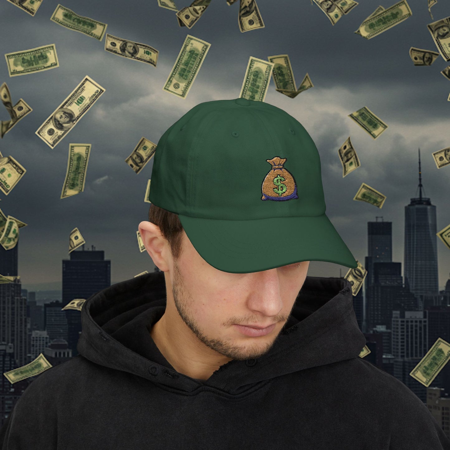 Embroidered Classic Dad Cap - Money Bag