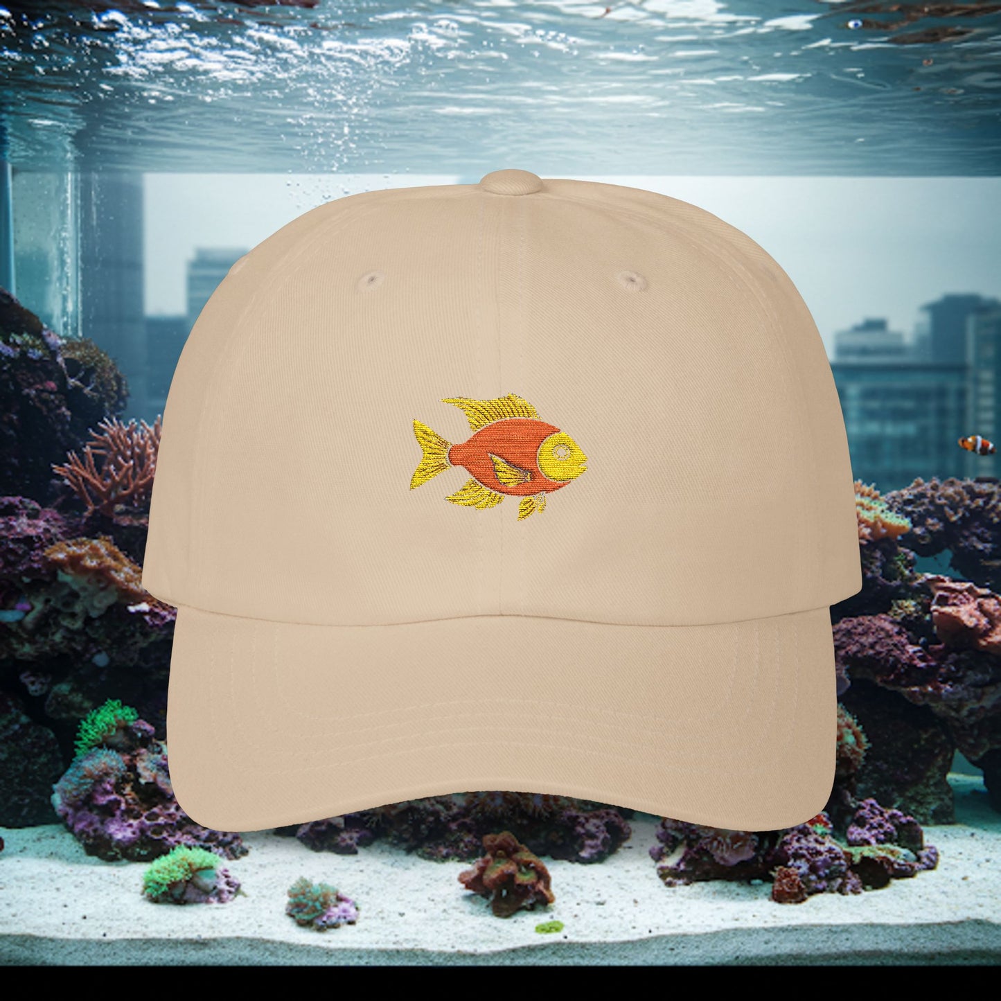 Embroidered Classic Dad Cap - Gold Fish