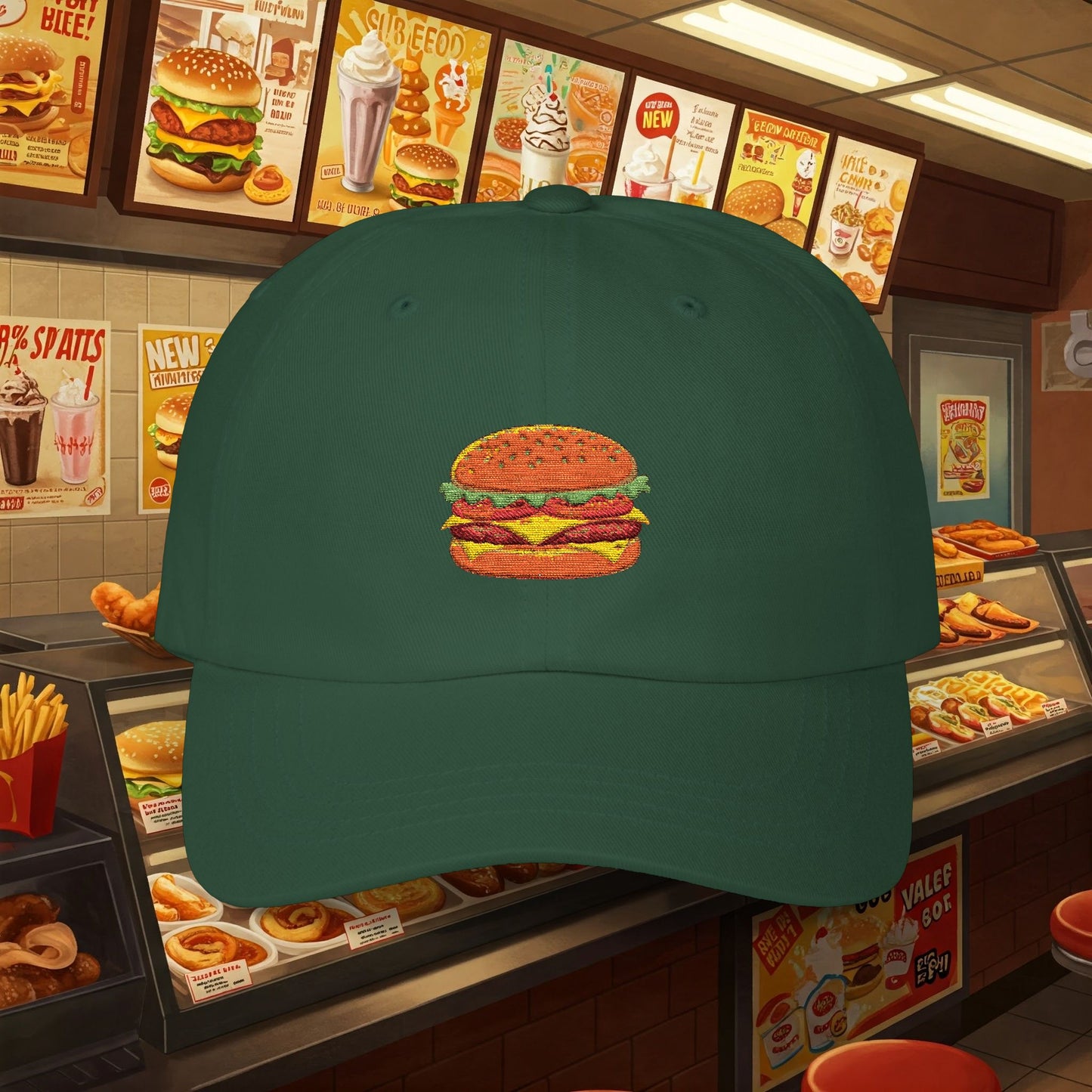 Embroidered Classic Dad Cap - Cheeseburger