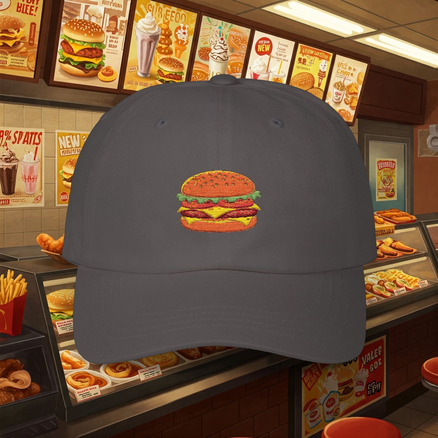 Embroidered Classic Dad Cap - Cheeseburger