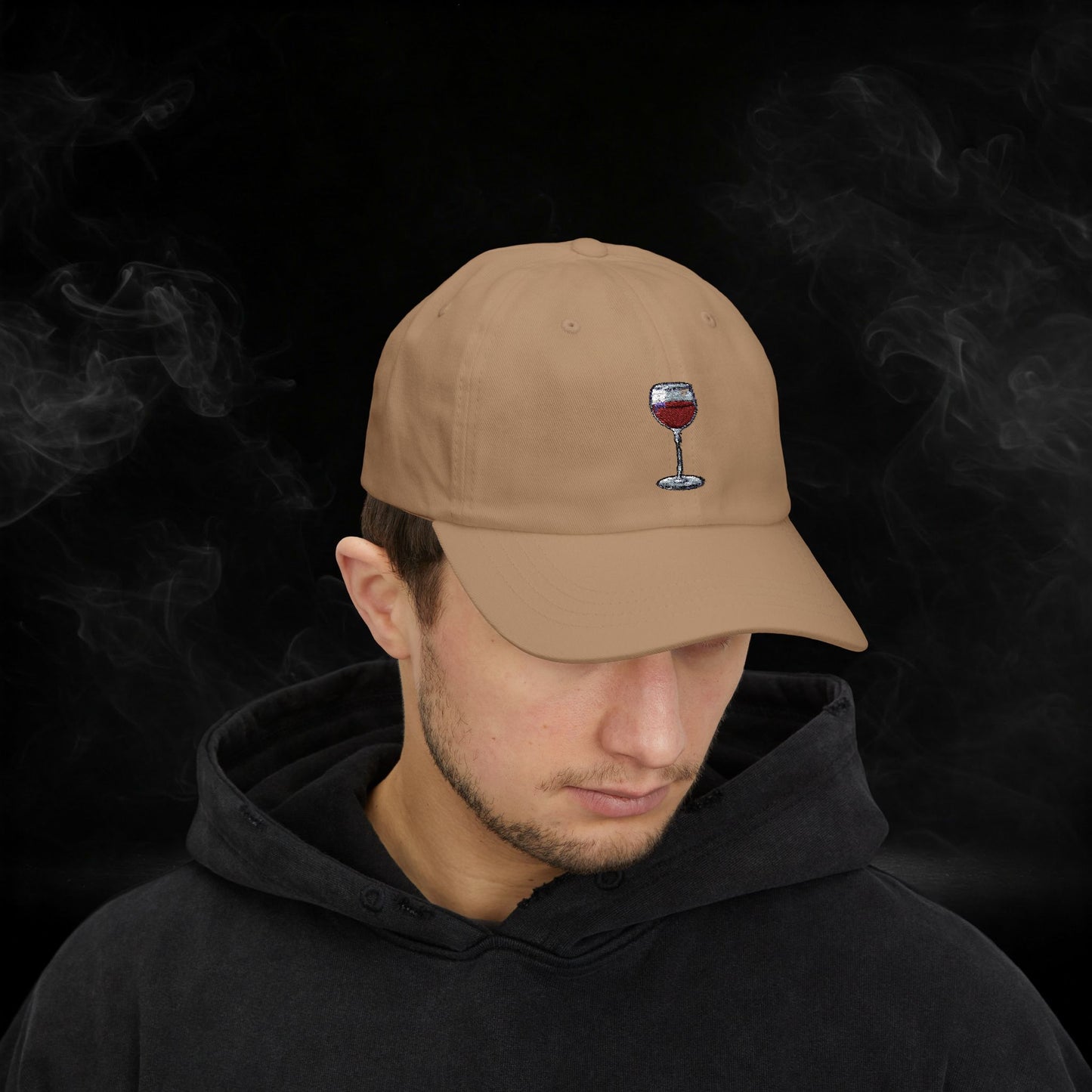 Embroidered Classic Dad Cap - Wine Glass