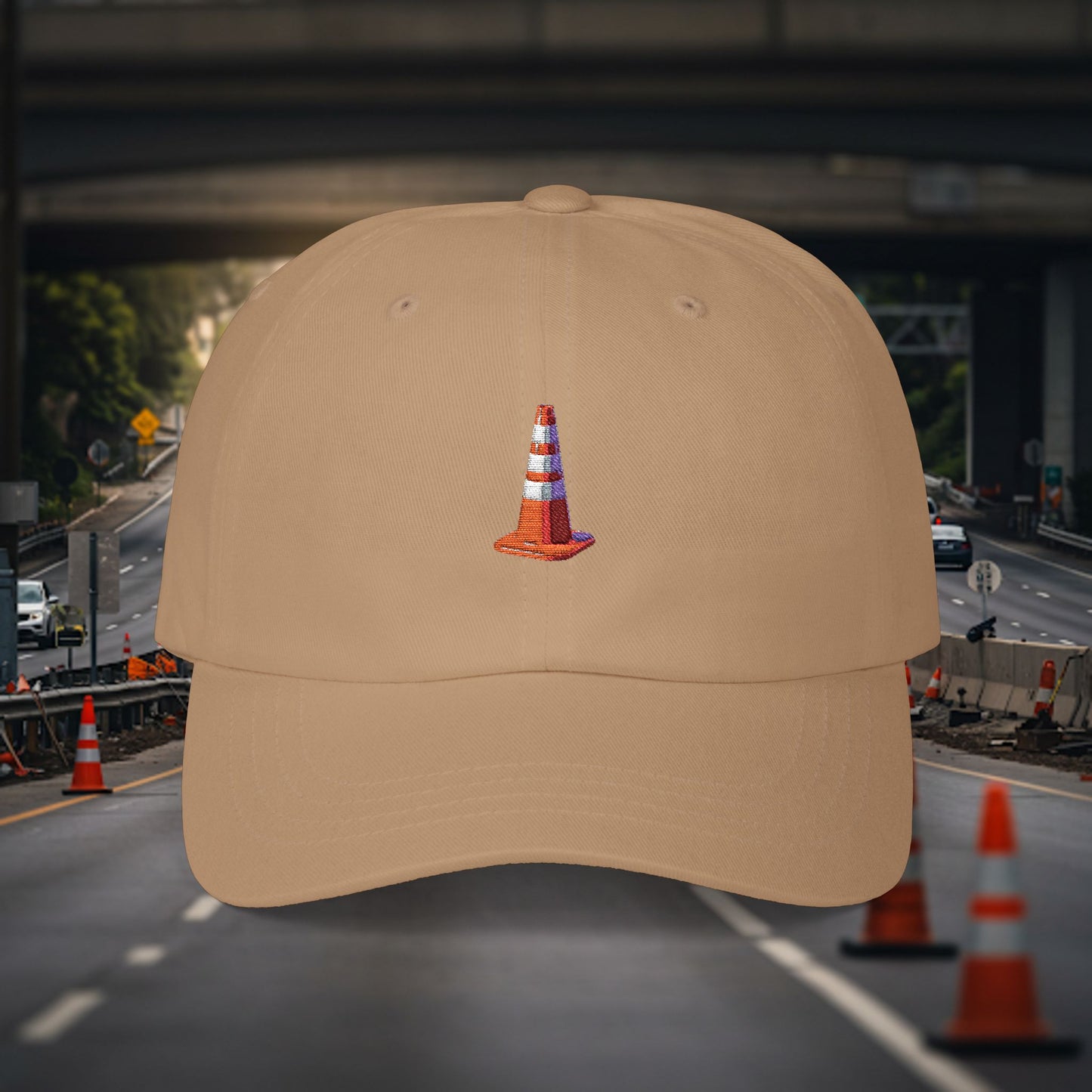 Embroidered Classic Dad Cap - Traffic Cone